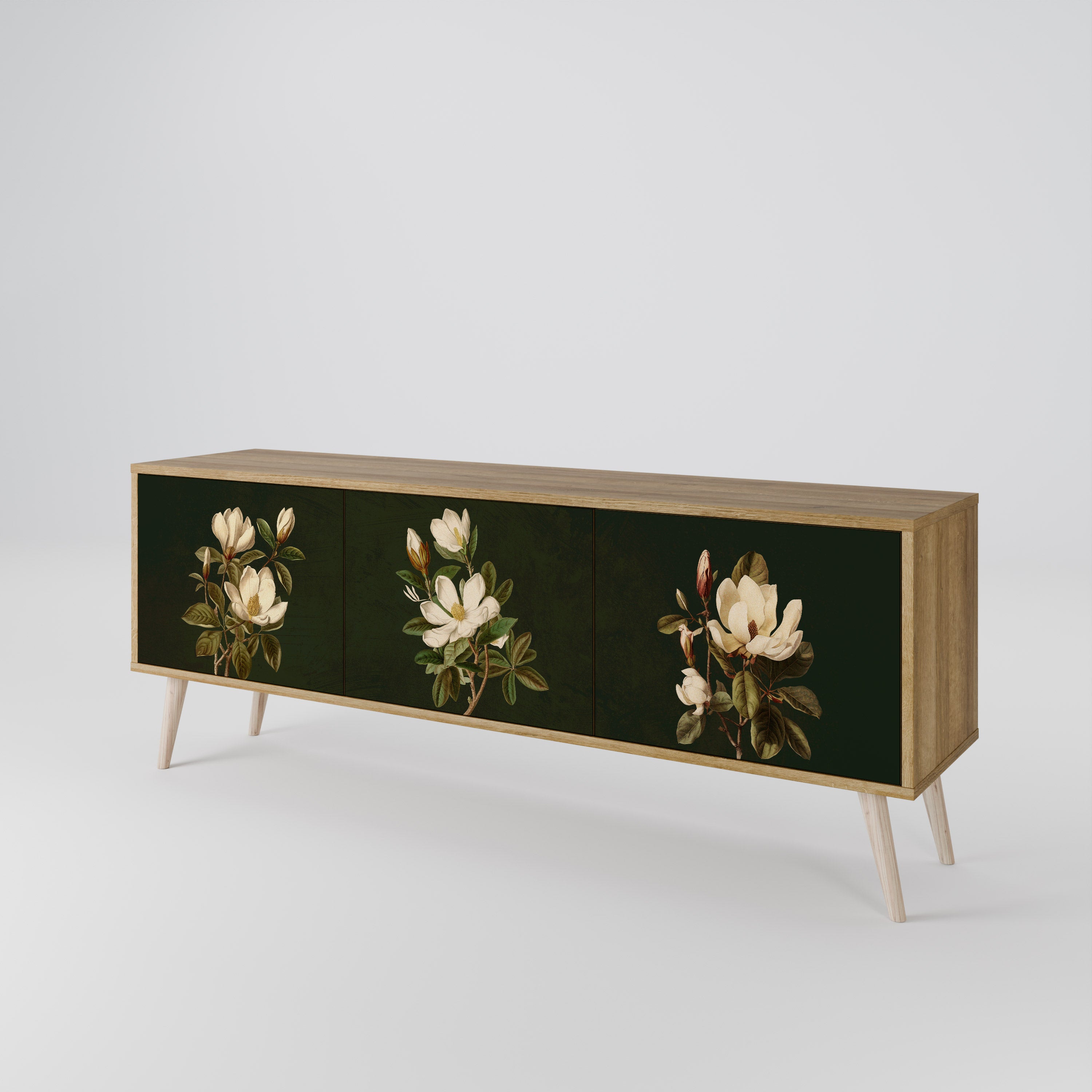 FLORAL NOIR Třídveřový TV stolek