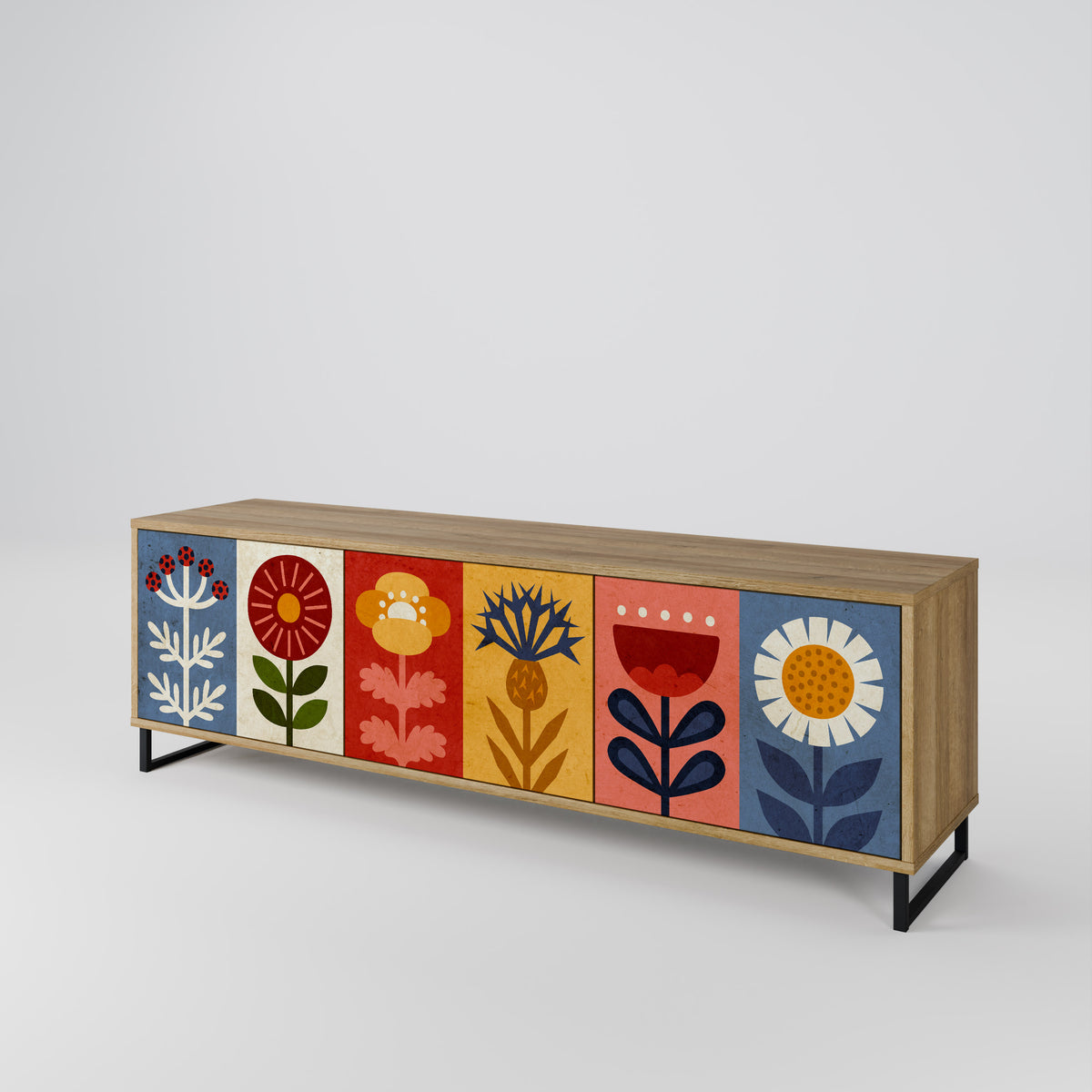 SCANDIC FLOWERET Třídveřový TV stolek