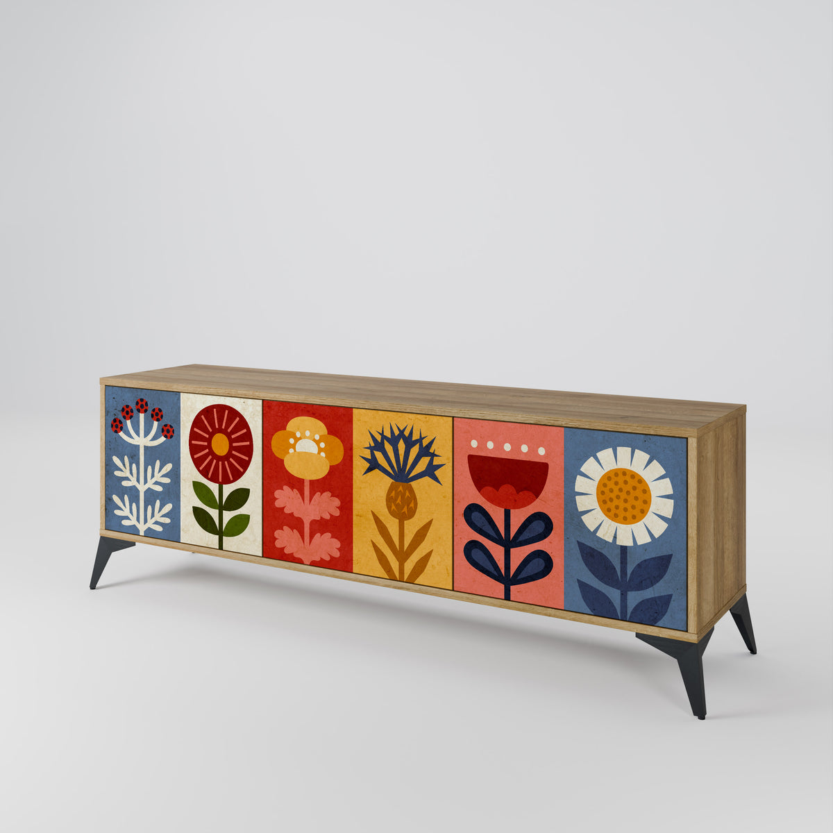 SCANDIC FLOWERET Třídveřový TV stolek