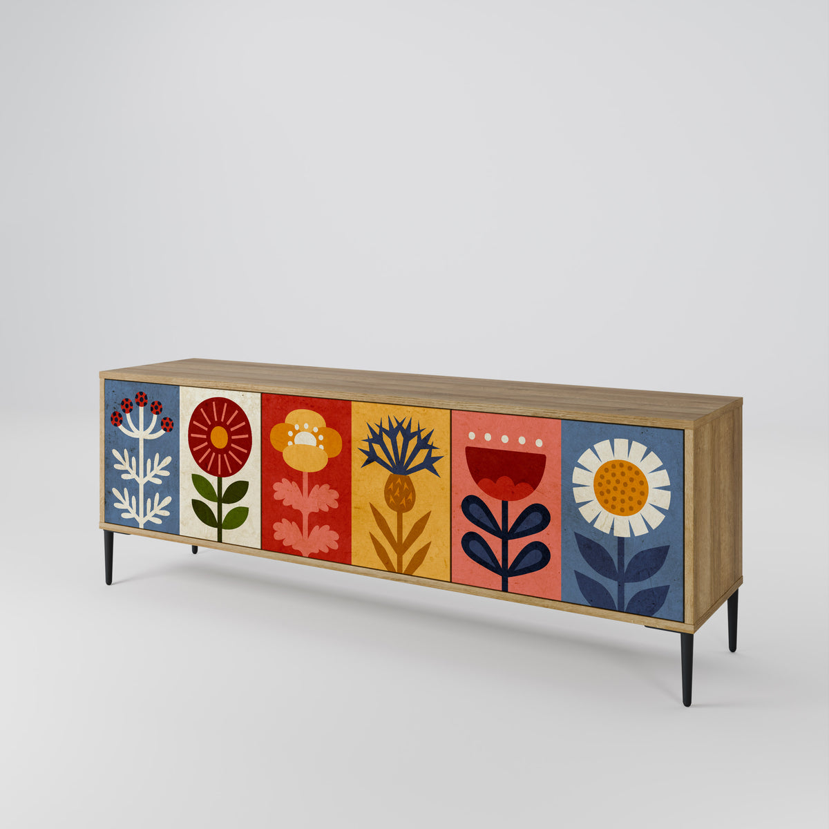 SCANDIC FLOWERET Třídveřový TV stolek