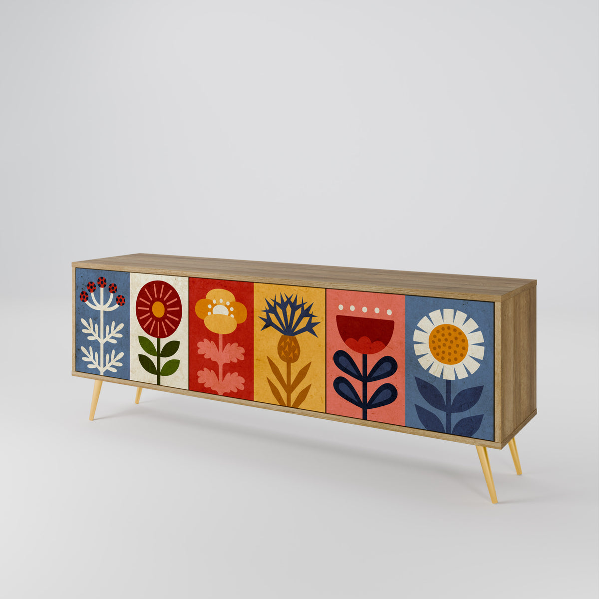 SCANDIC FLOWERET Třídveřový TV stolek