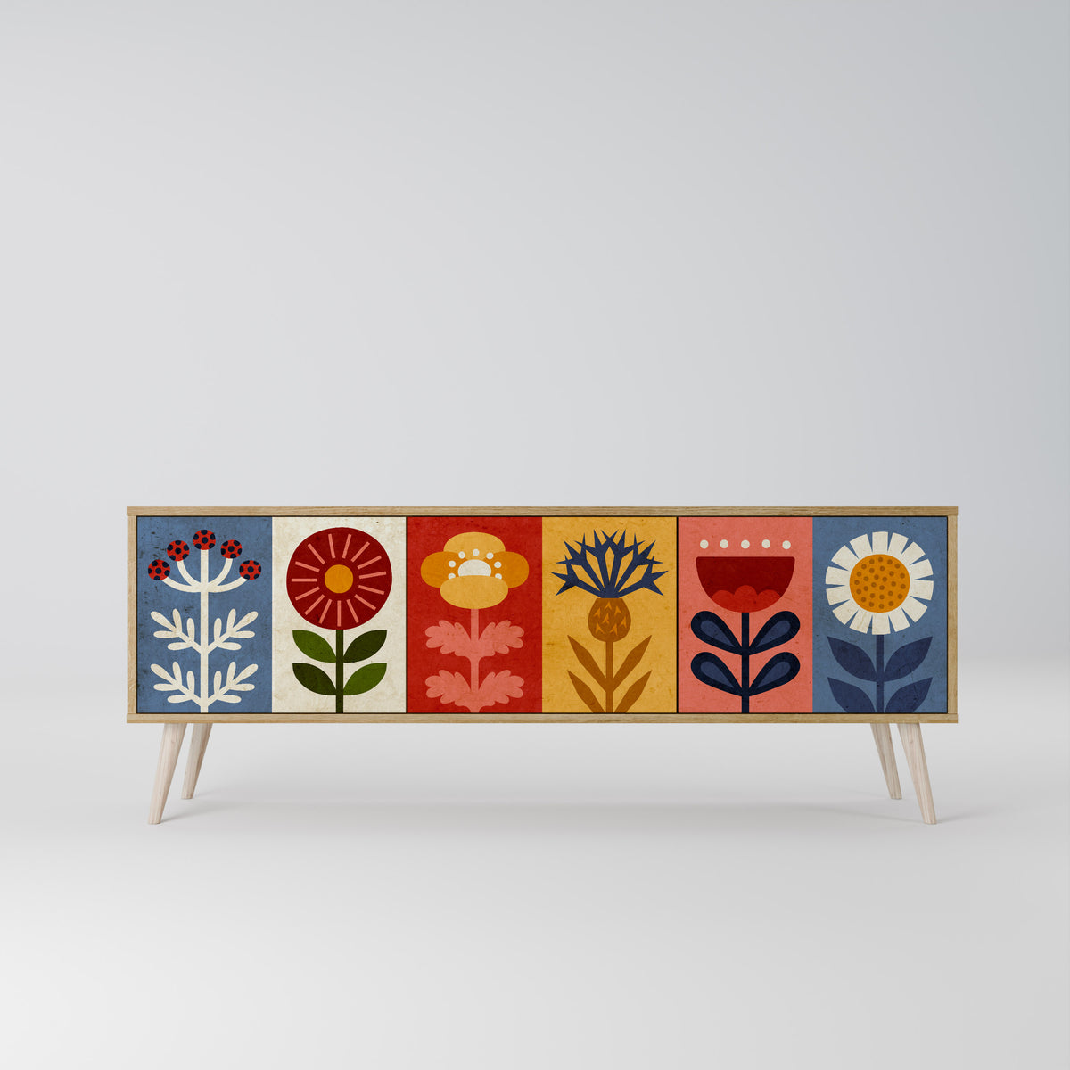 SCANDIC FLOWERET Třídveřový TV stolek