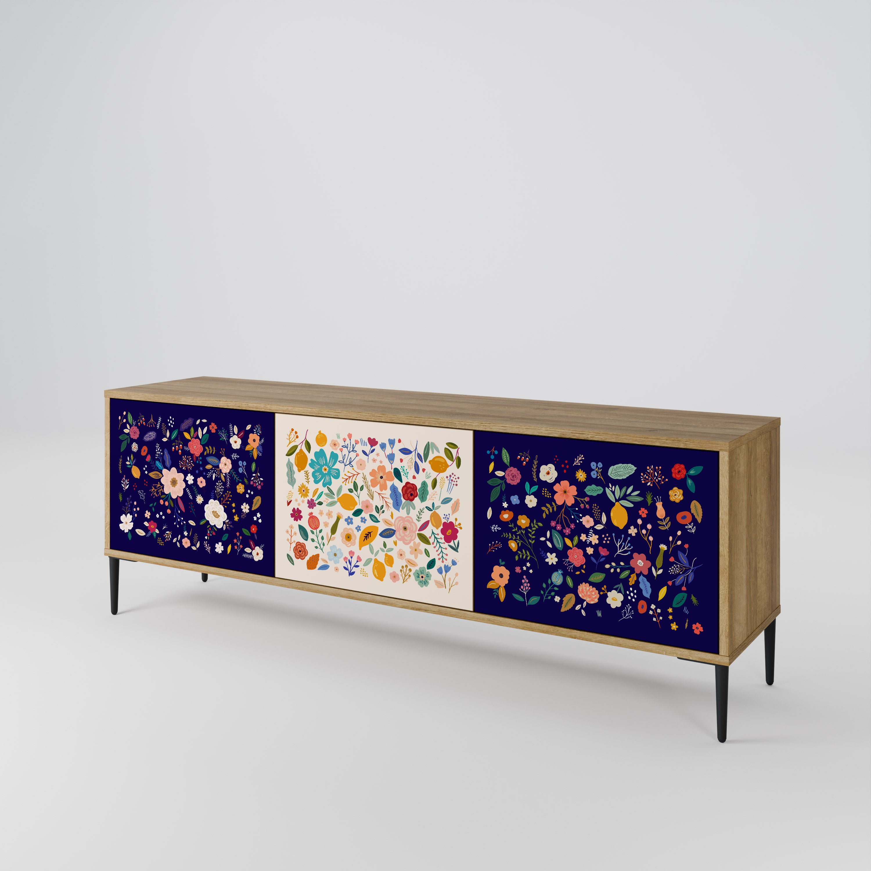 FLORAL COMBINATION 3-Door TV Cabinet