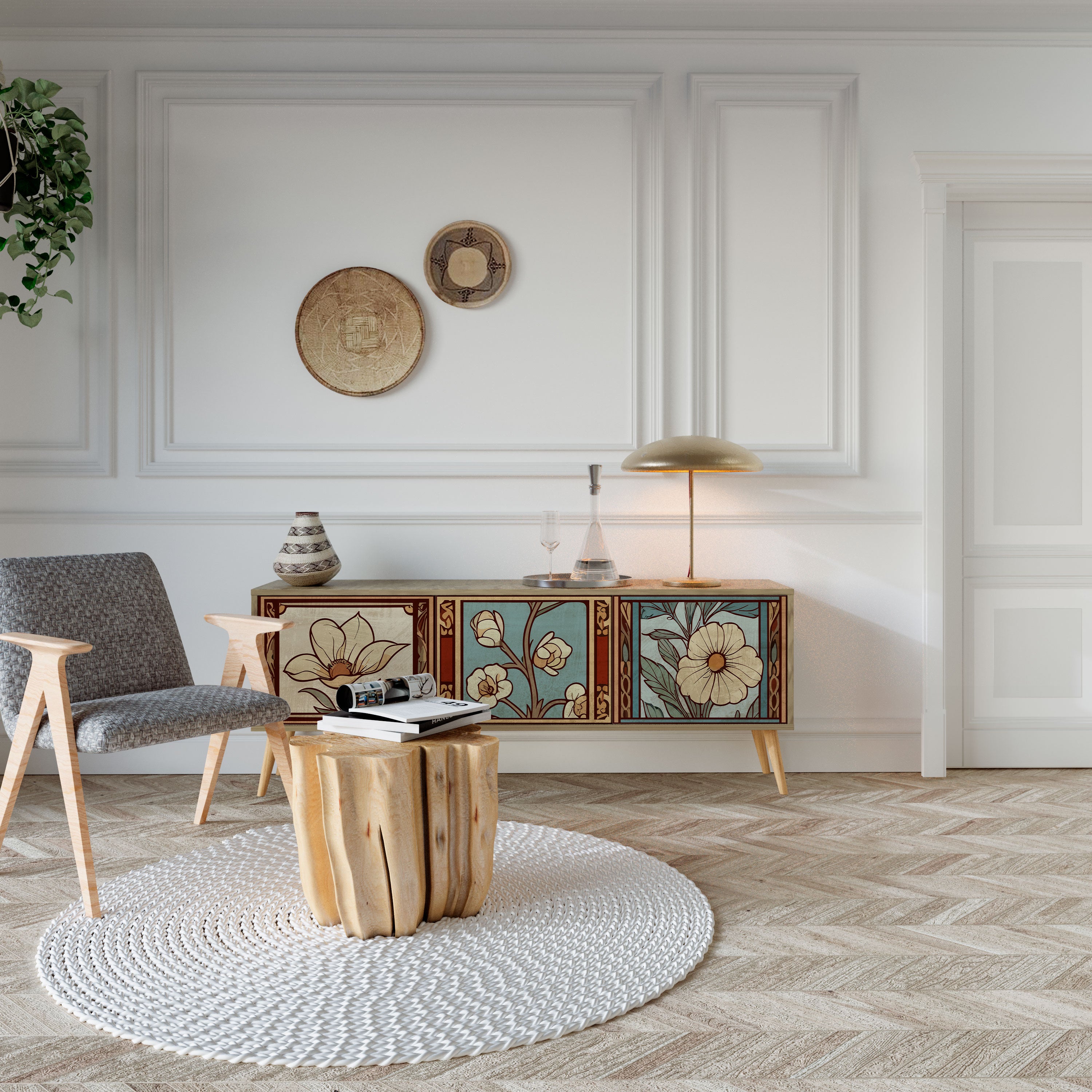 TIMELESS FLORA 3-Door TV Cabinet