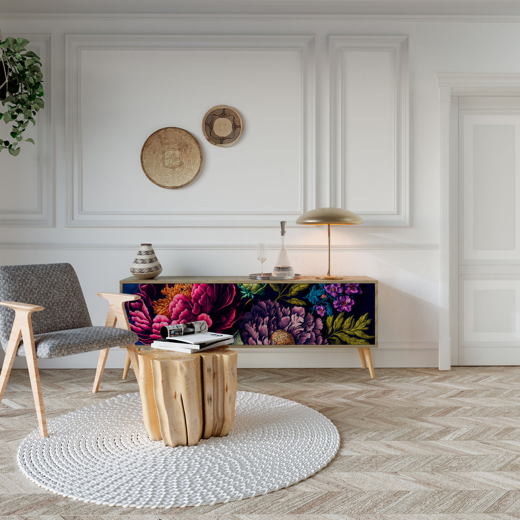 BLOOMING ELEGANCE Třídveřový TV stolek