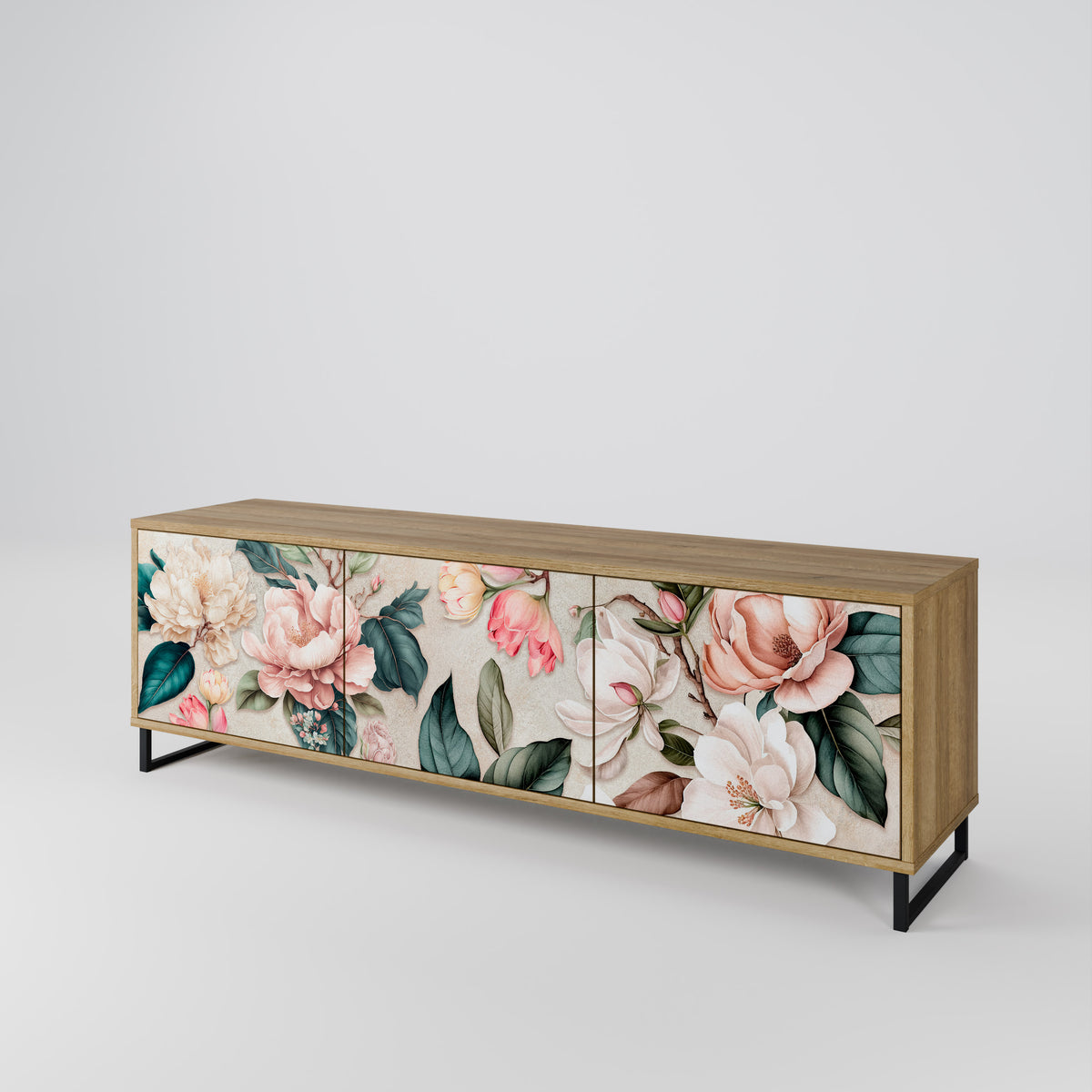 FLORAL GRACE Třídveřový TV stolek