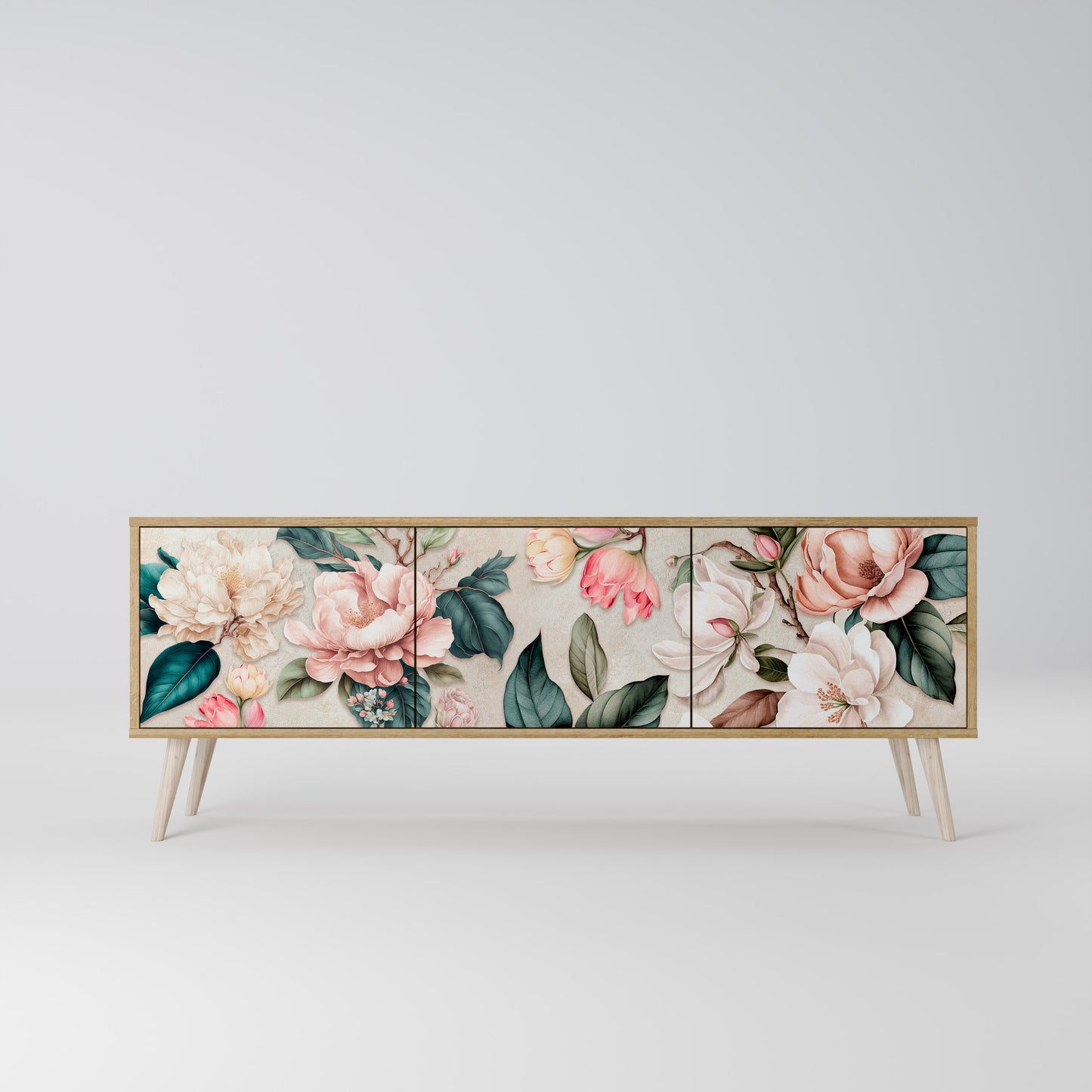 FLORAL GRACE Třídveřový TV stolek