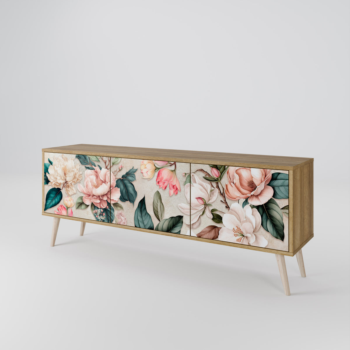 FLORAL GRACE Třídveřový TV stolek