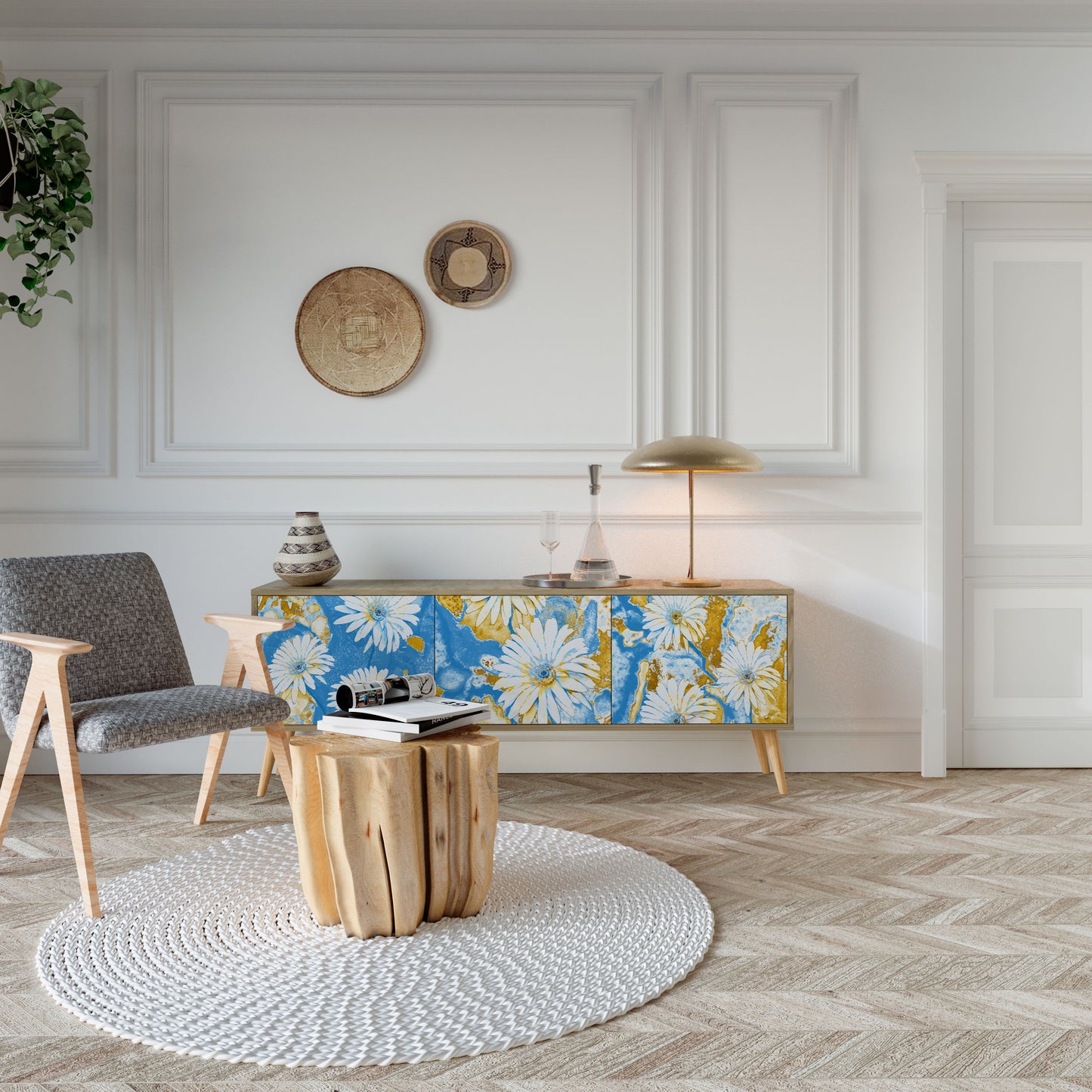 DAISY LUXE Třídveřový TV stolek
