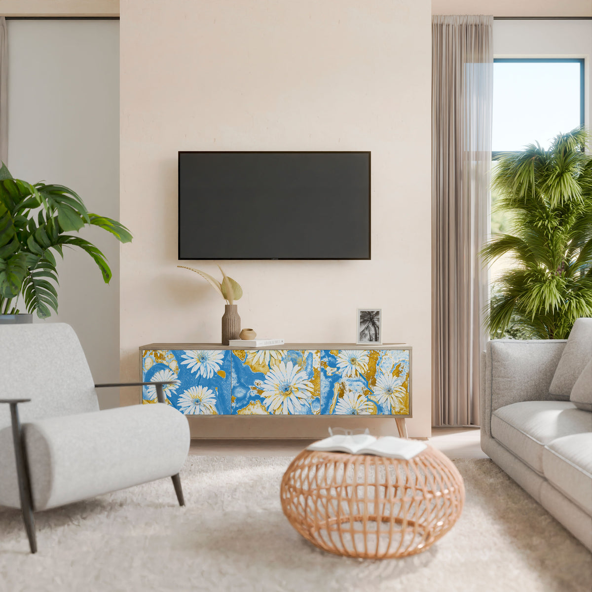DAISY LUXE Třídveřový TV stolek