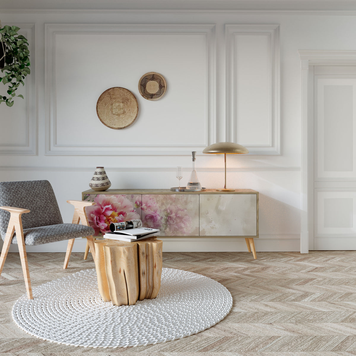 PEONY WHISPER Třídveřový TV stolek