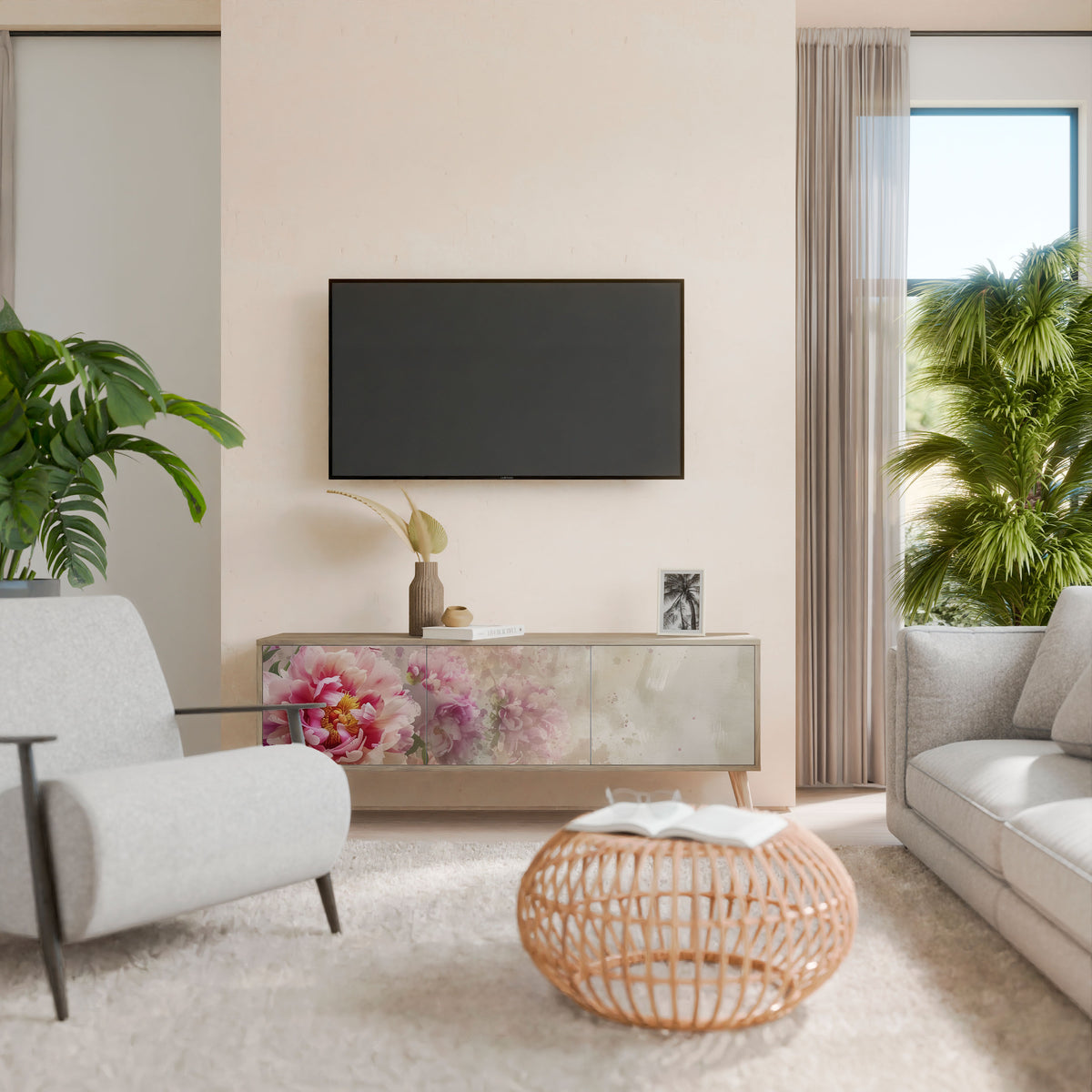 PEONY WHISPER Třídveřový TV stolek