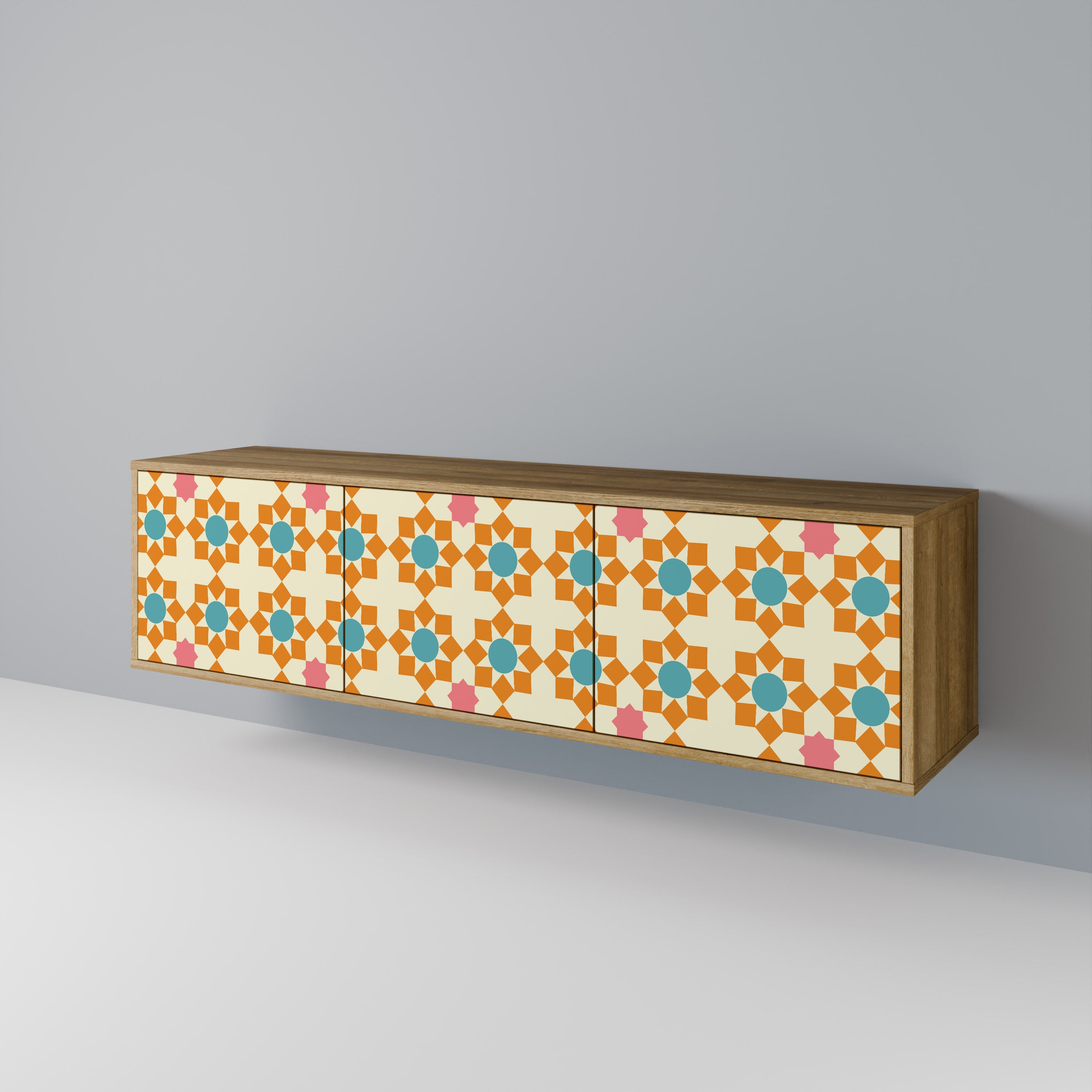 FLORAL DECOR 3-Door TV Cabinet