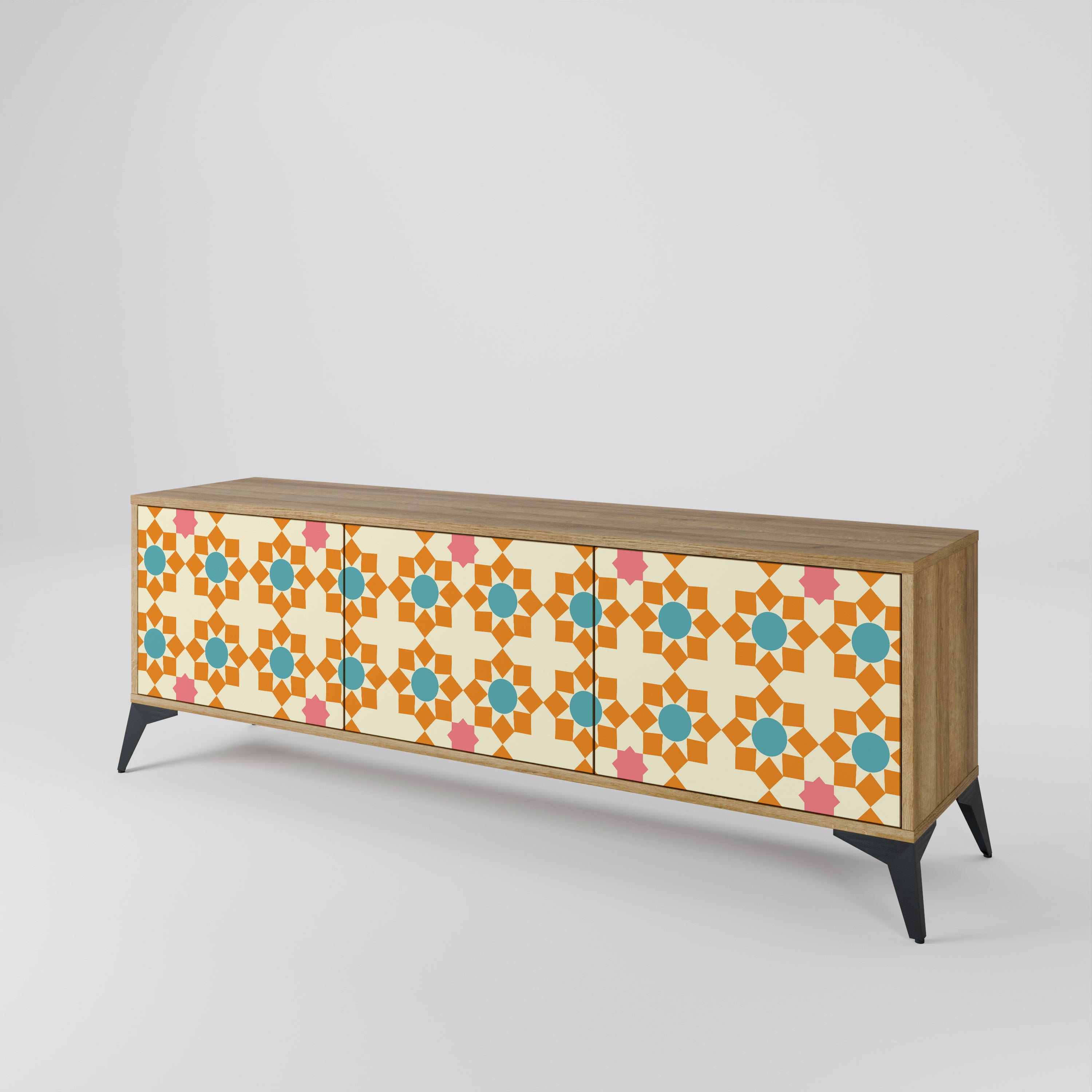 FLORAL DECOR 3-Door TV Cabinet