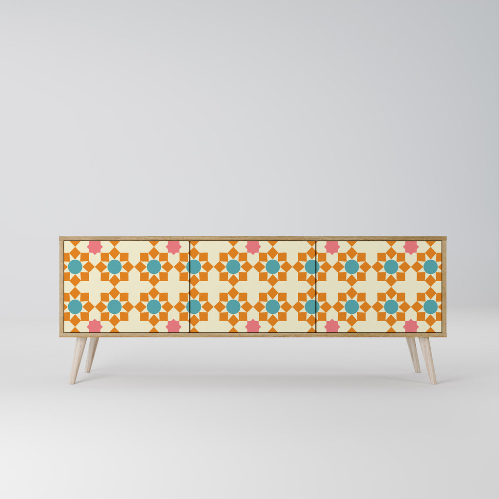 FLORAL DECOR 3-Door TV Cabinet