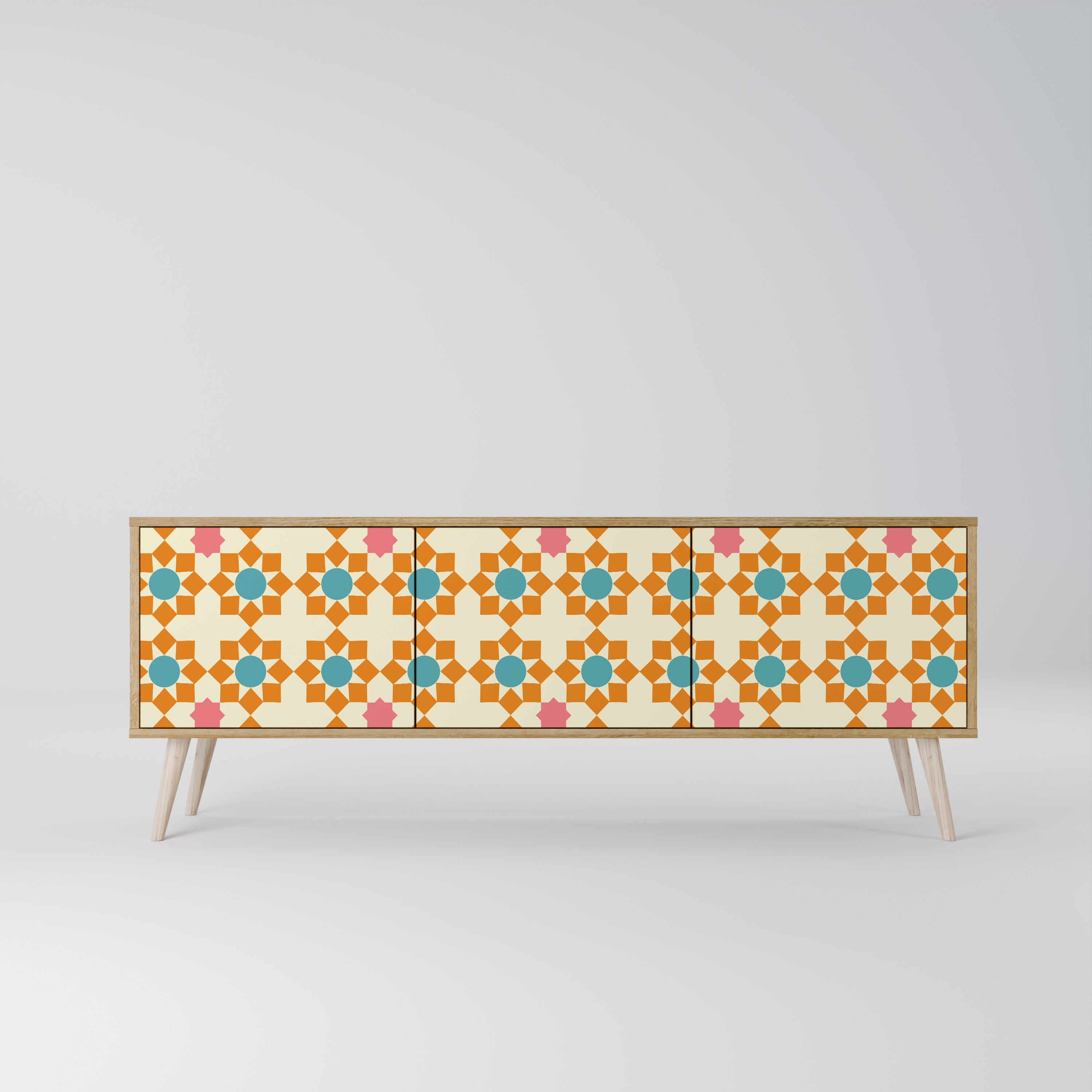 FLORAL DECOR 3-Door TV Cabinet