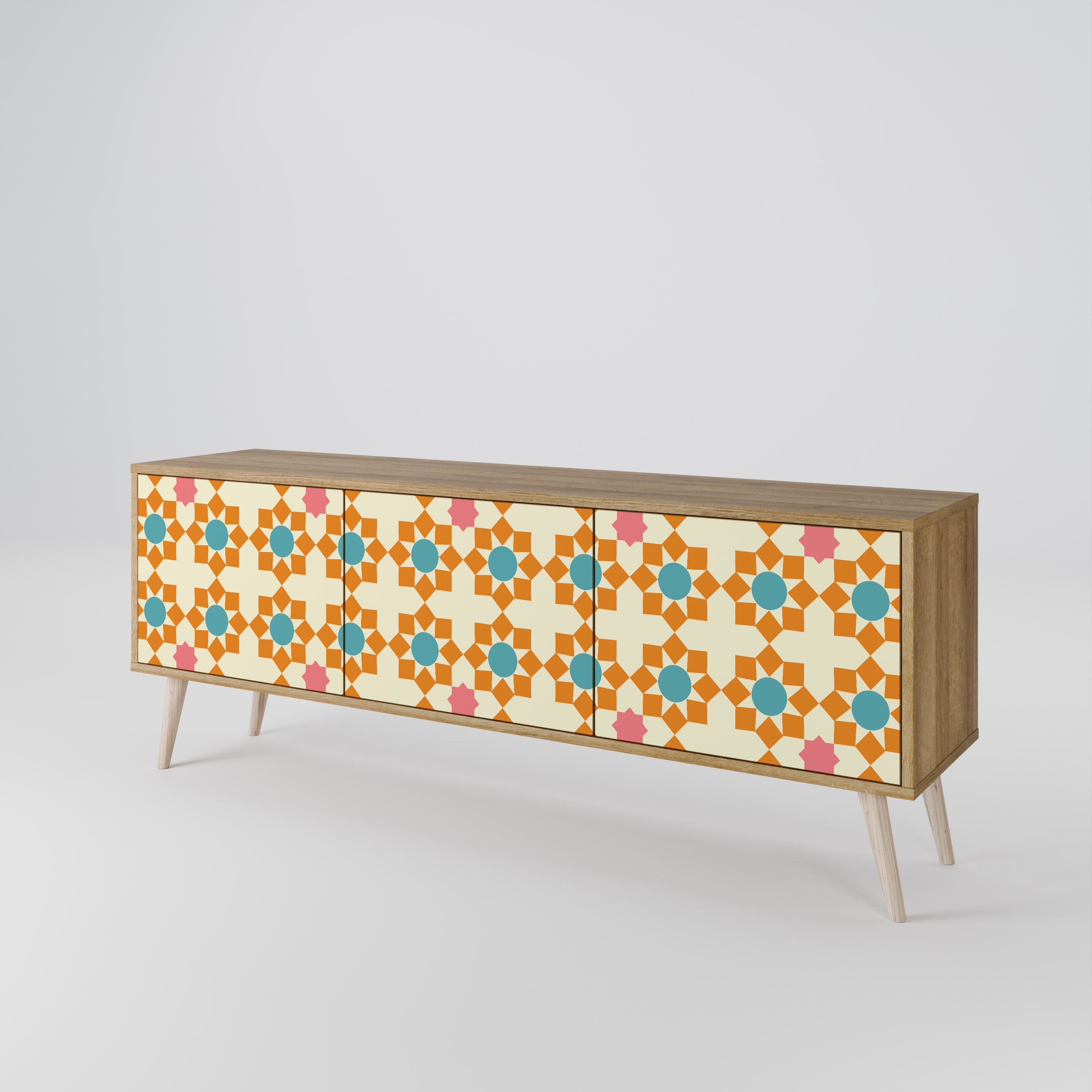 FLORAL DECOR 3-Door TV Cabinet