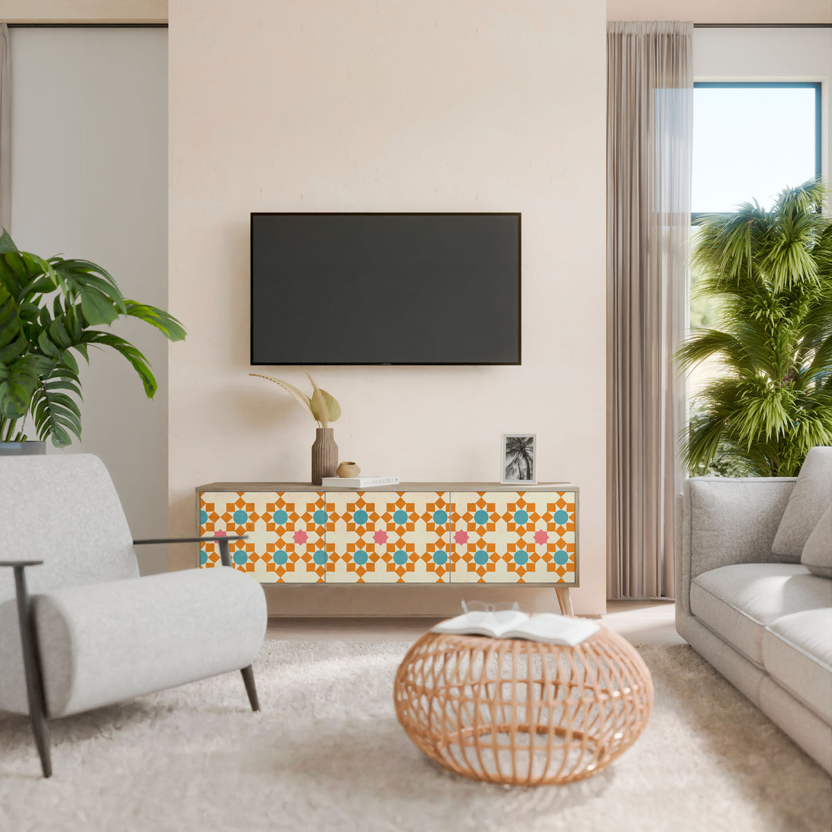 FLORAL DECOR Třídveřový TV stolek