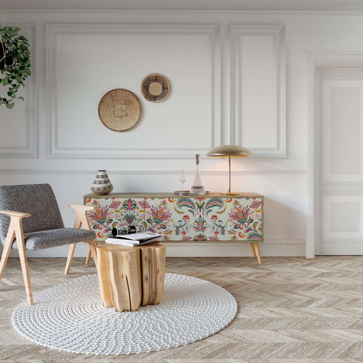 ORGANIC FOLKLORE Třídveřový TV stolek