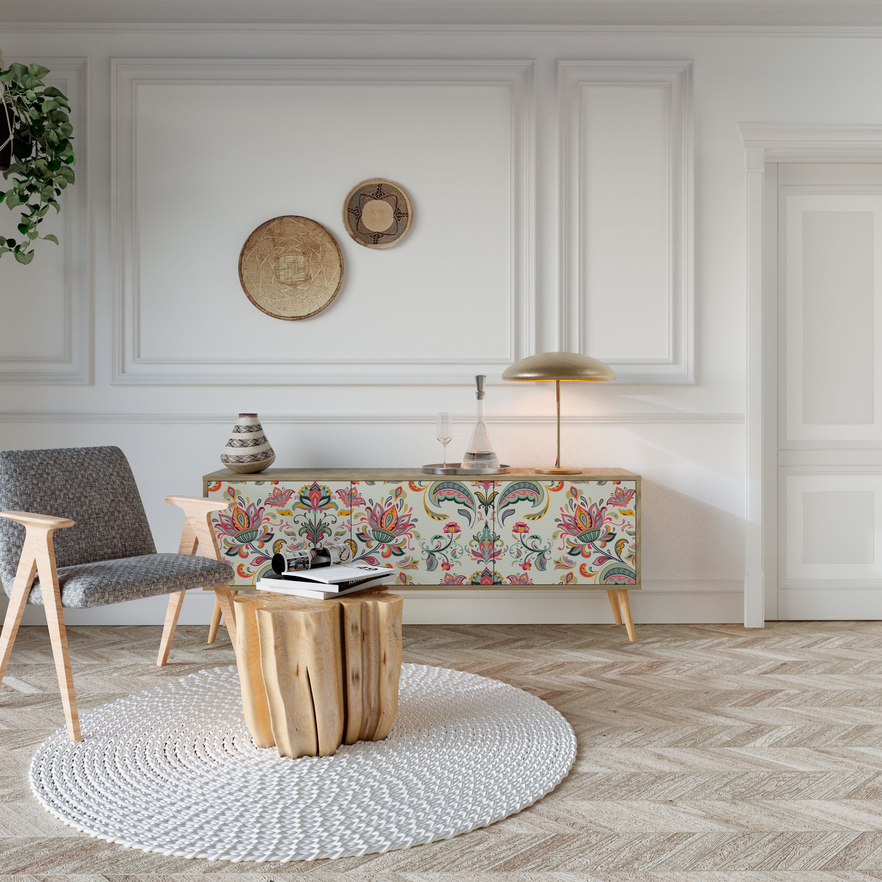 ORGANIC FOLKLORE 3-Door TV Cabinet