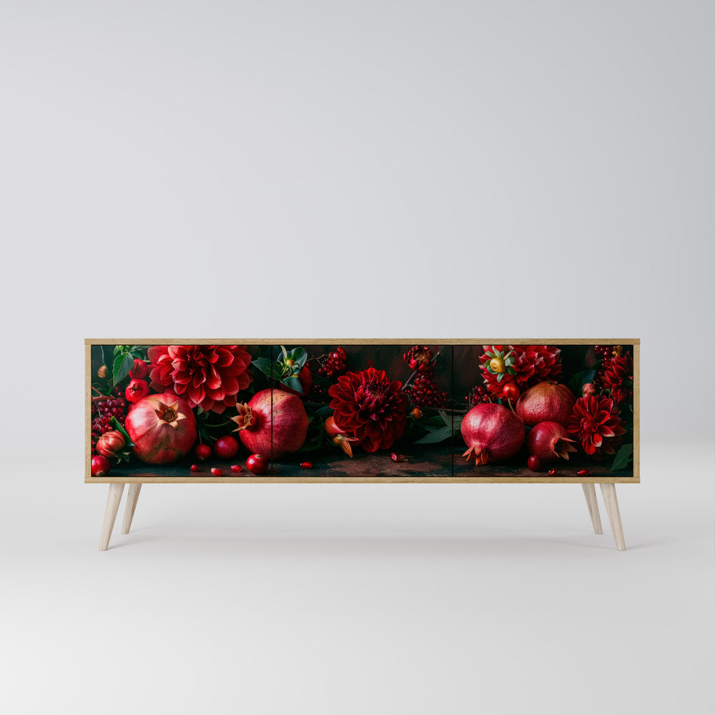 DAHLIAS AND POMEGRANATES 3-Door TV Cabinet