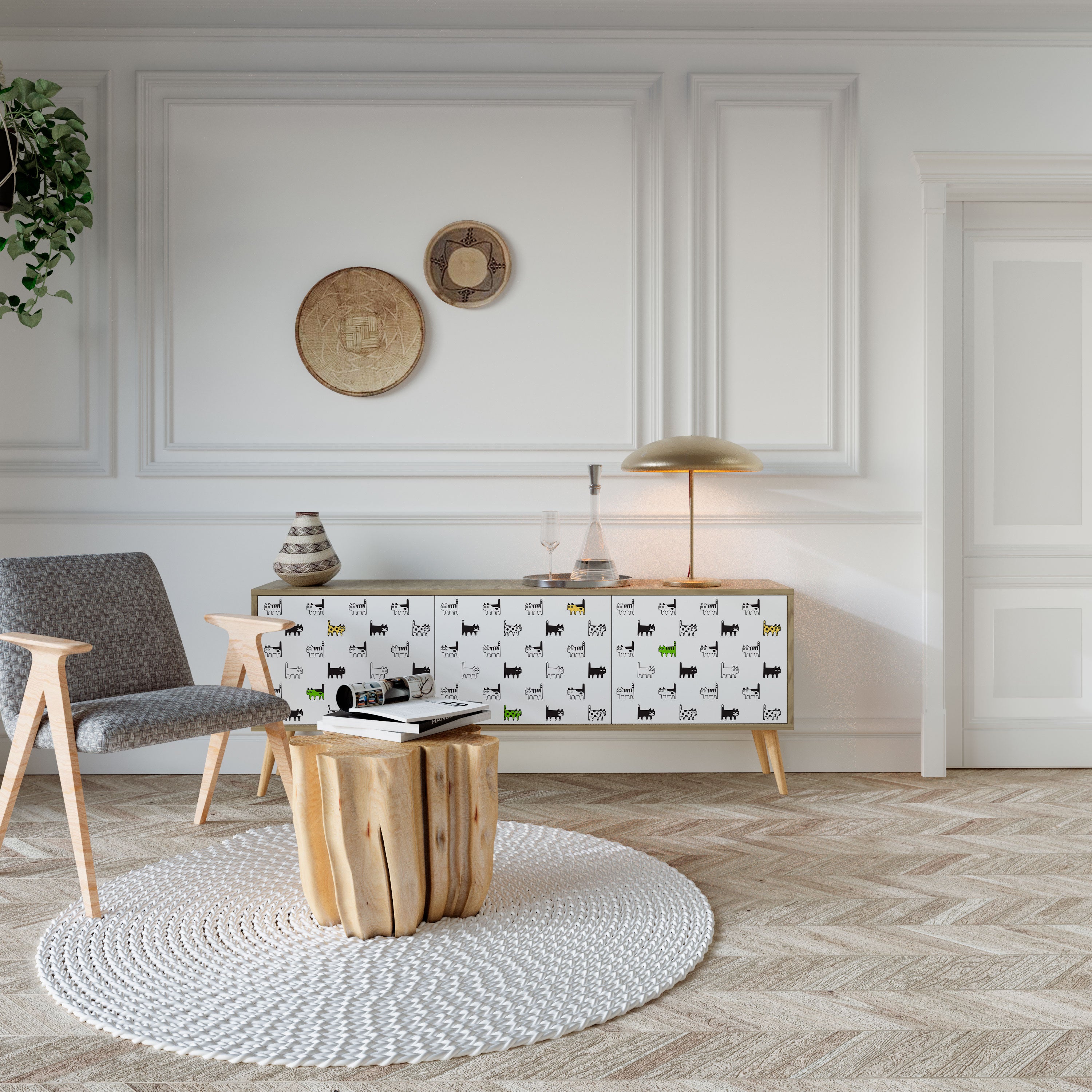 CATS COMPILATION 3-Door TV Cabinet