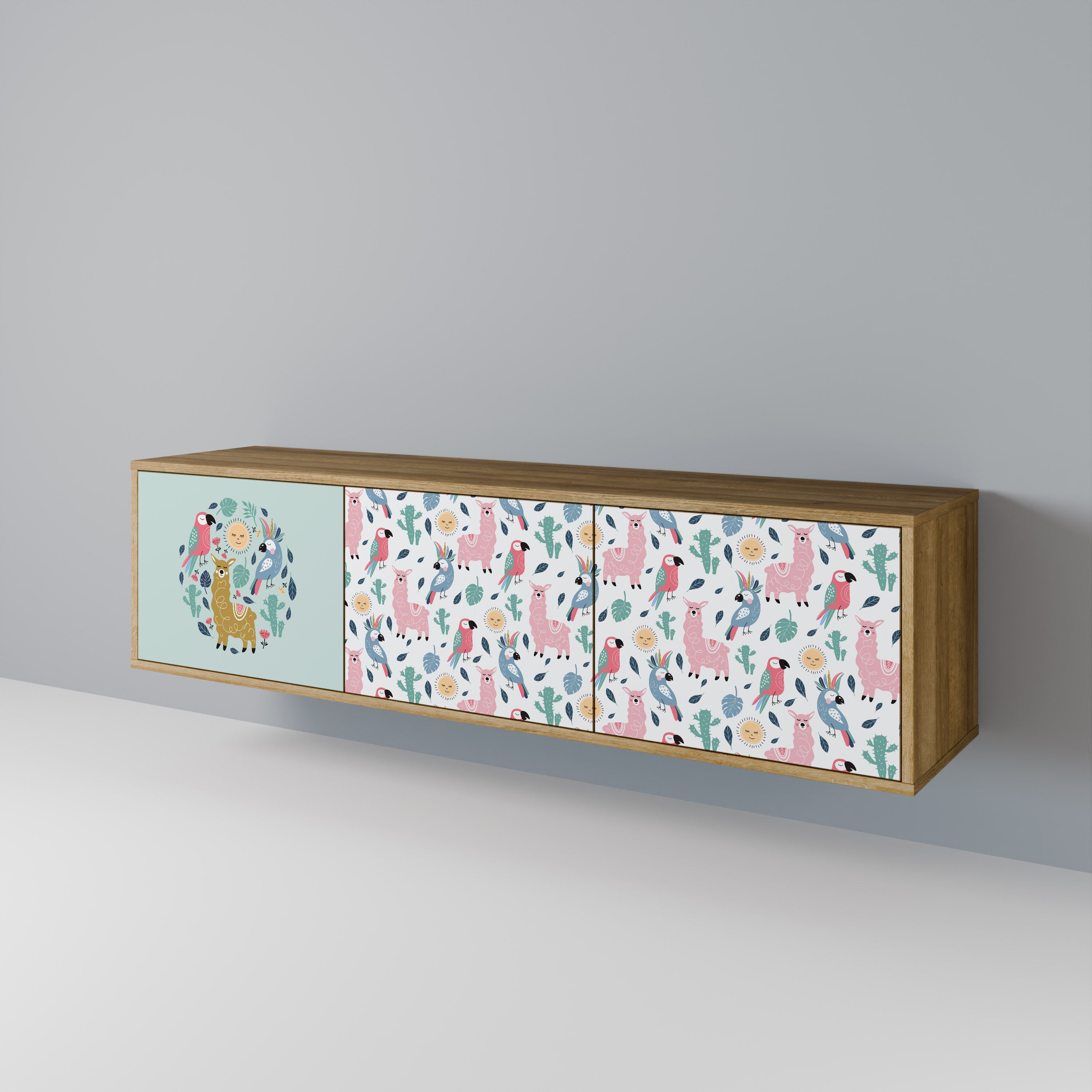 COLORFUL ALPACAS 3-Door TV Cabinet