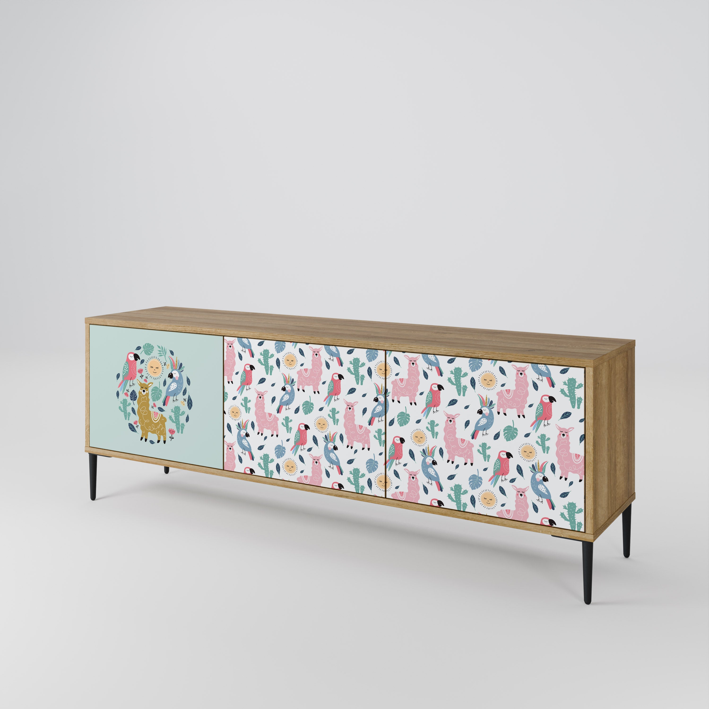 COLORFUL ALPACAS 3-Door TV Cabinet