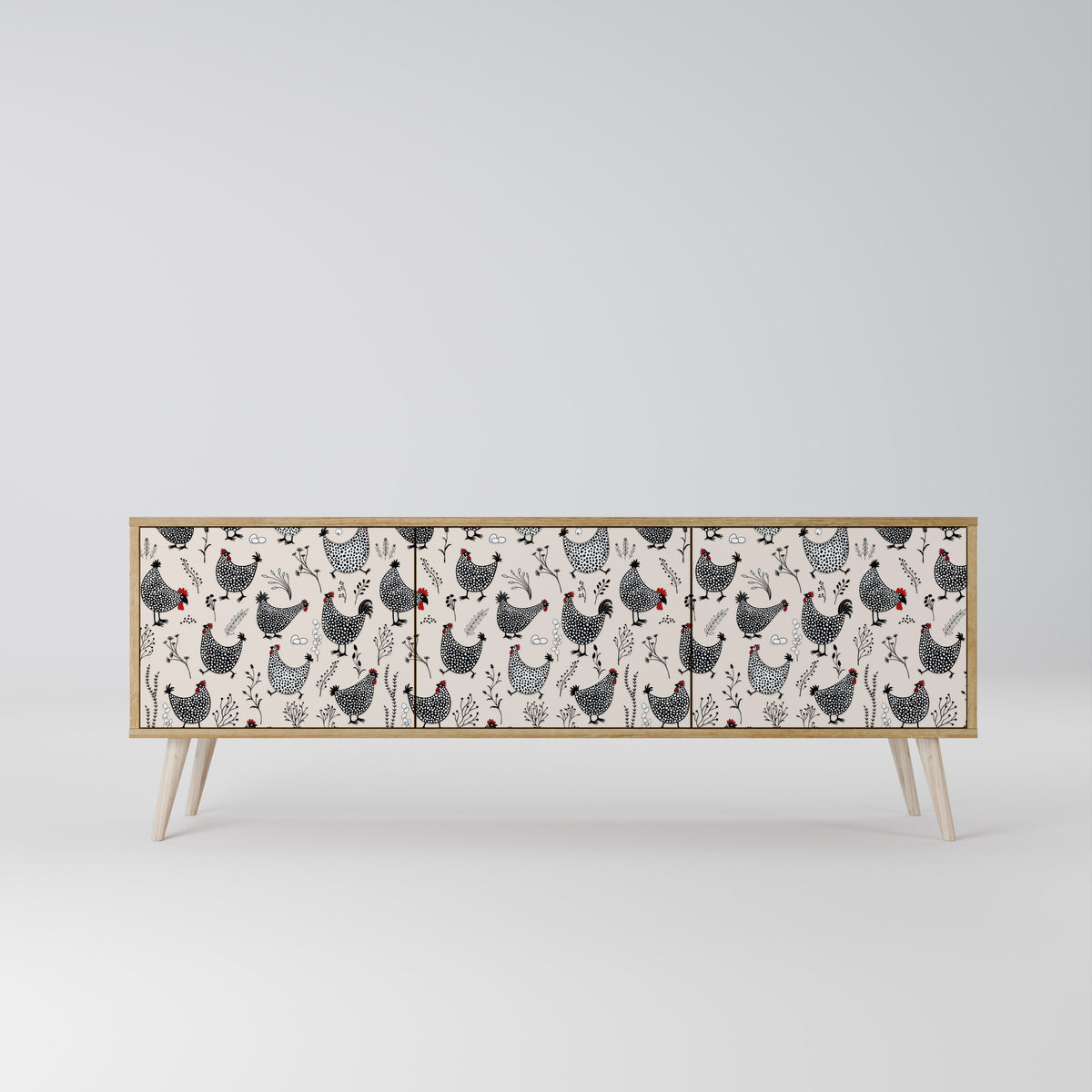 HAPPY HENS Třídveřový TV stolek