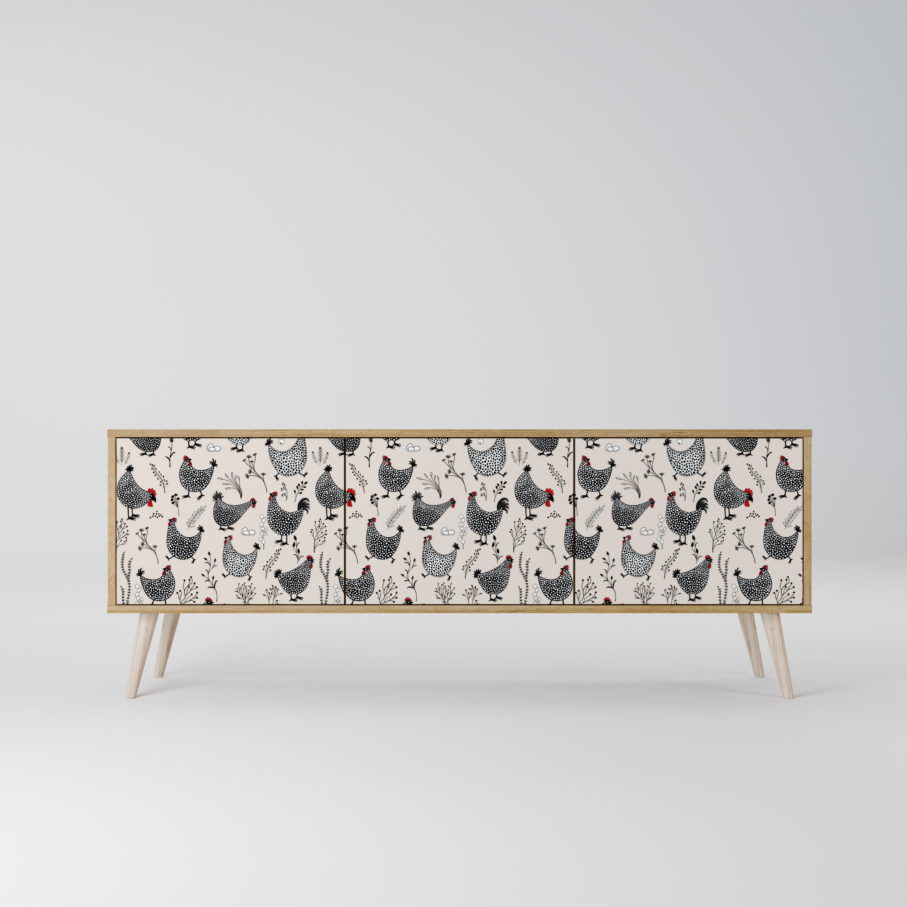 HAPPY HENS 3-Door TV Cabinet