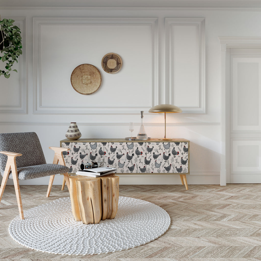 HAPPY HENS 3-Door TV Cabinet