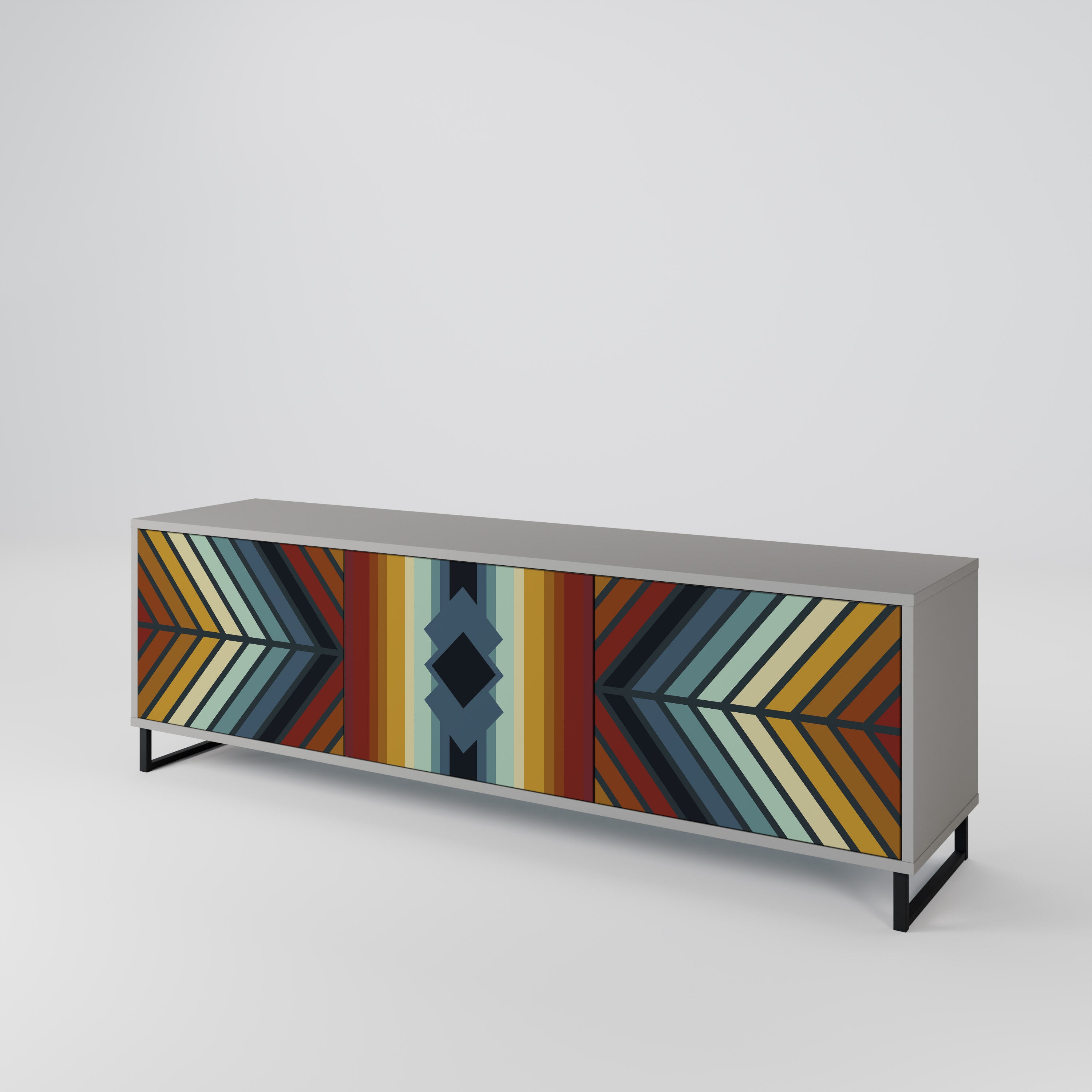 INDIGENOUS ZIGZAG Třídveřový TV stolek