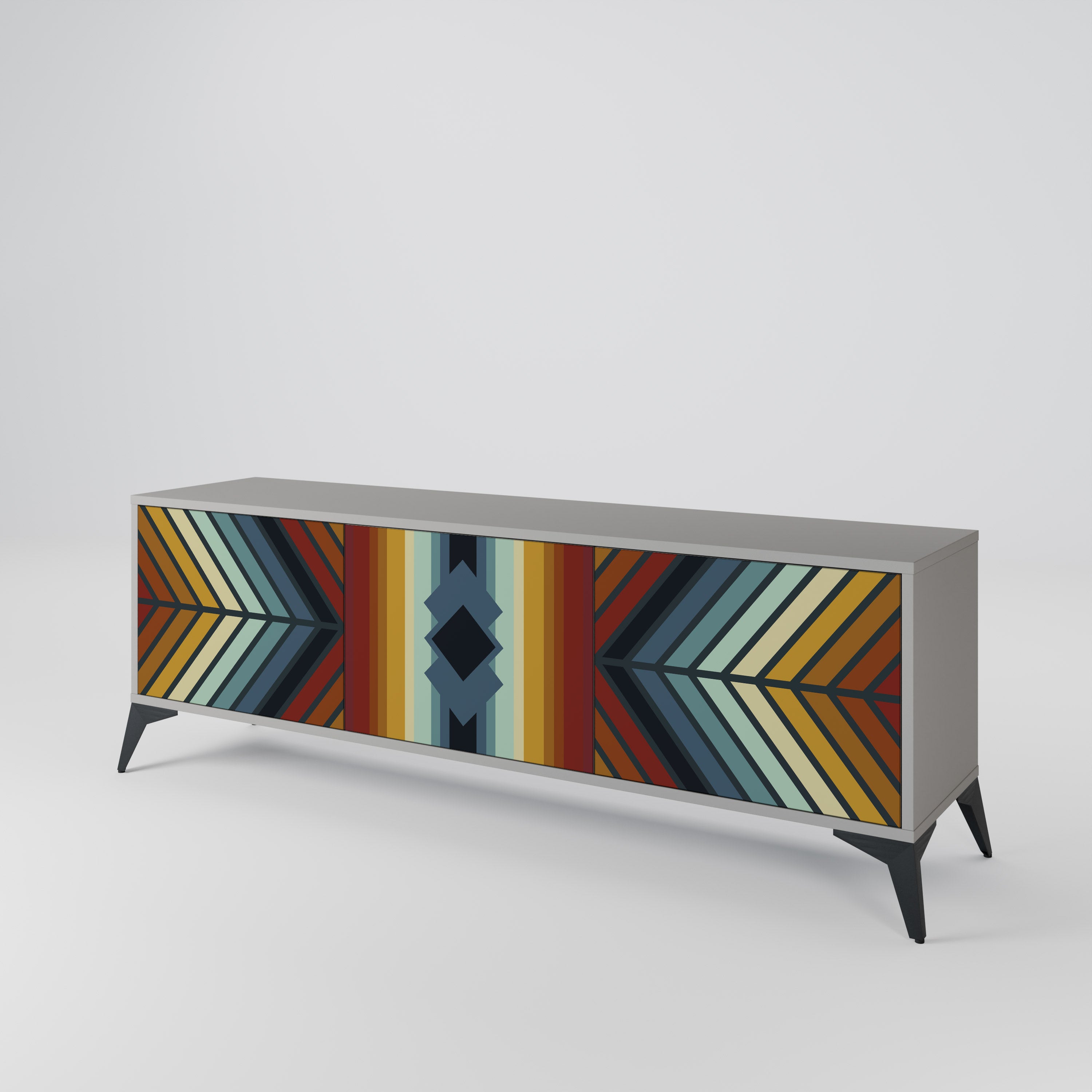 INDIGENOUS ZIGZAG Třídveřový TV stolek