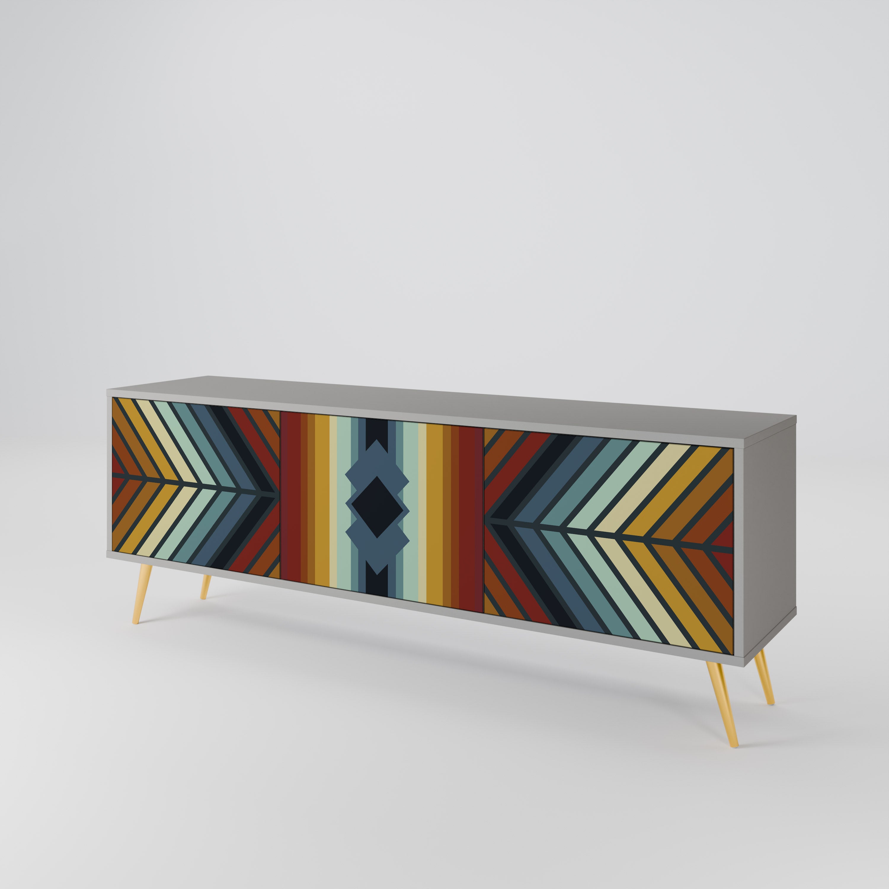 INDIGENOUS ZIGZAG Třídveřový TV stolek