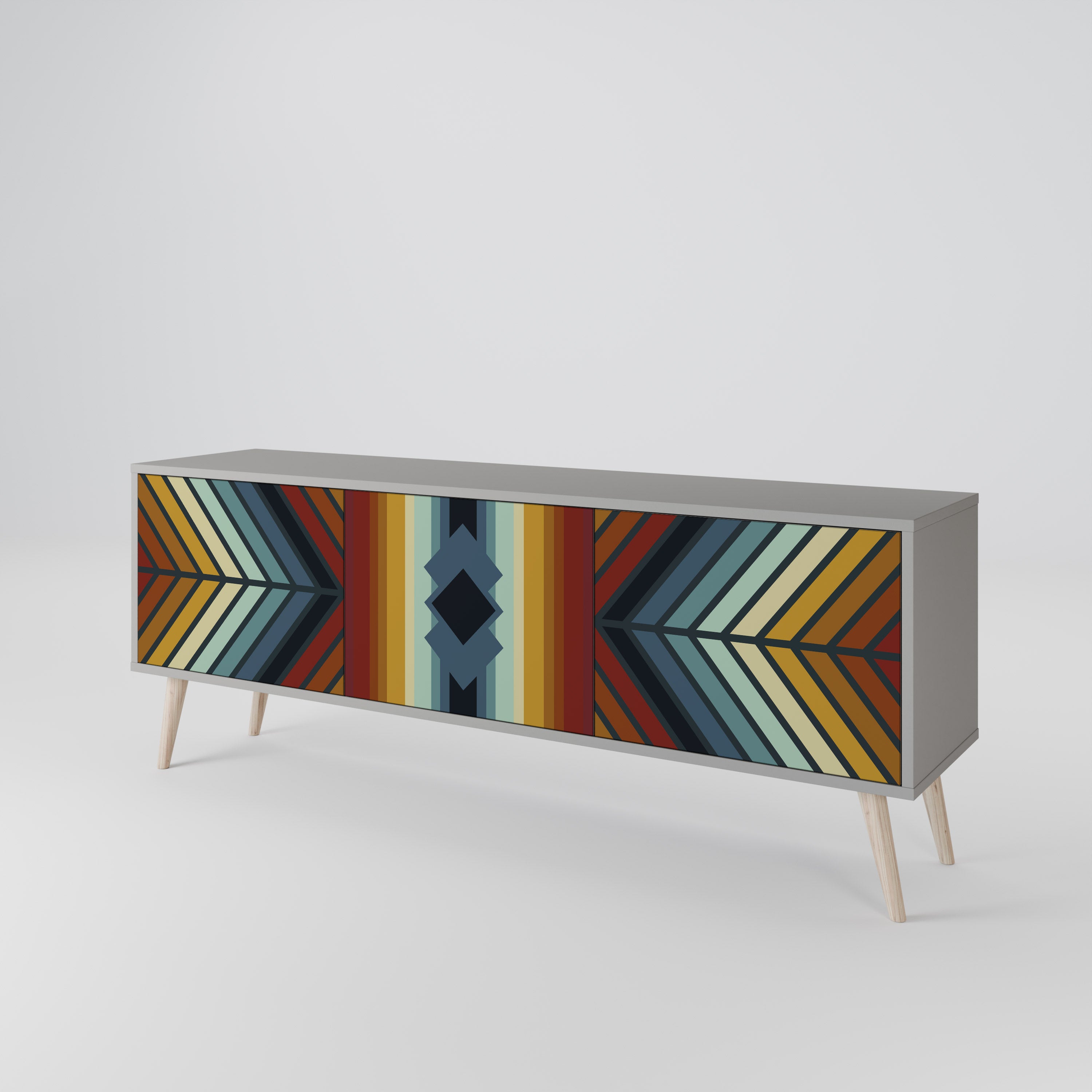 INDIGENOUS ZIGZAG Třídveřový TV stolek