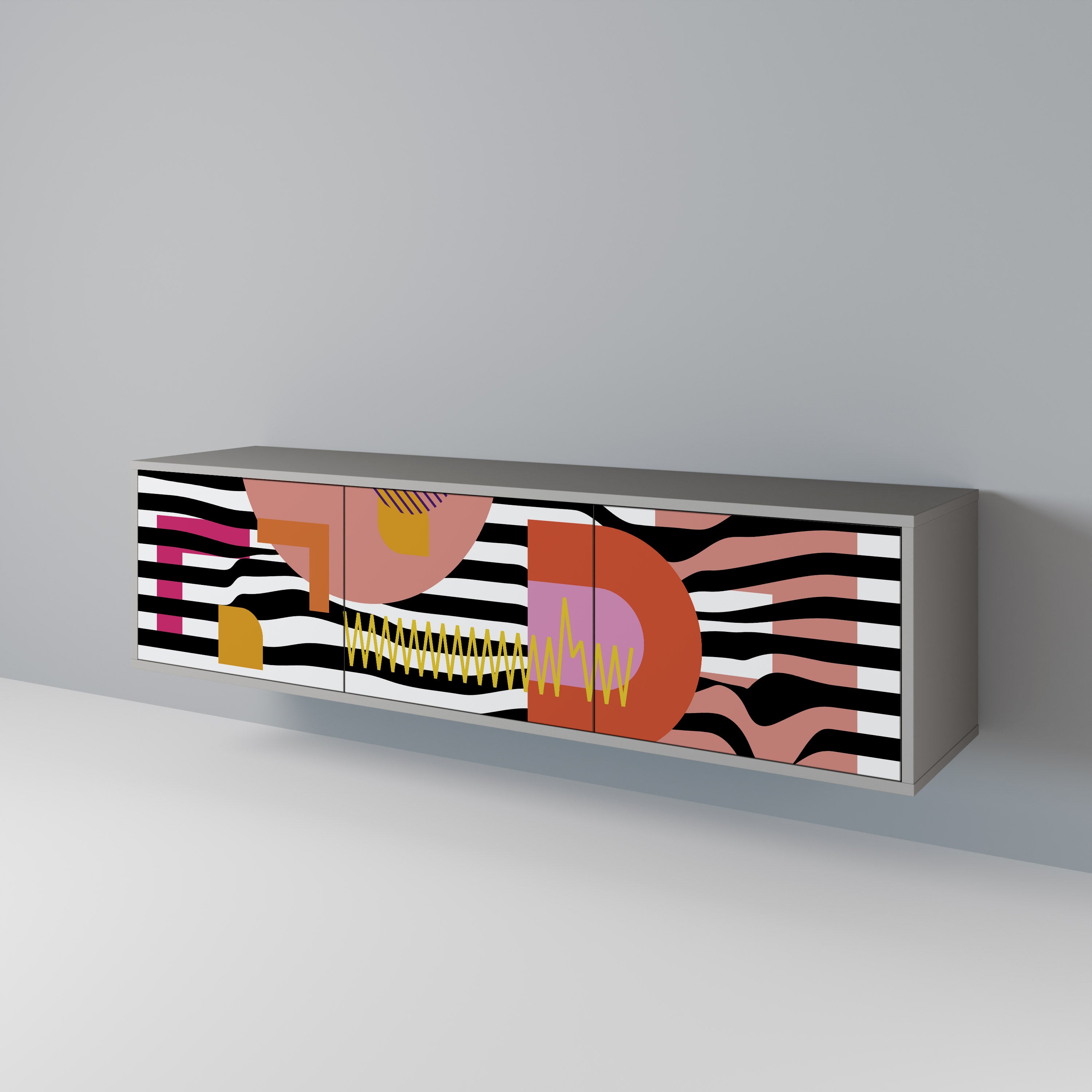 CHROMATIC ABSTRACT Třídveřový TV stolek