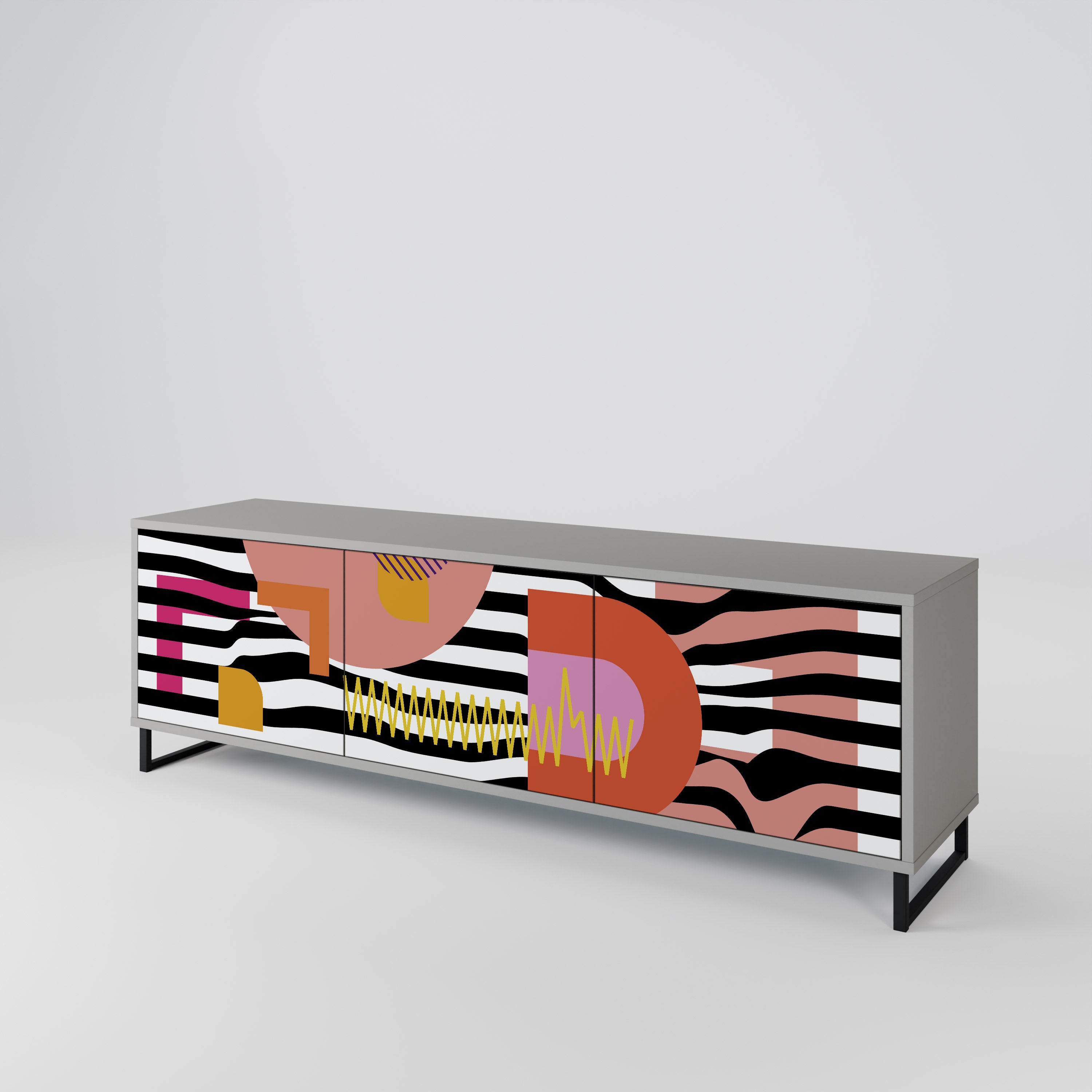 CHROMATIC ABSTRACT Třídveřový TV stolek