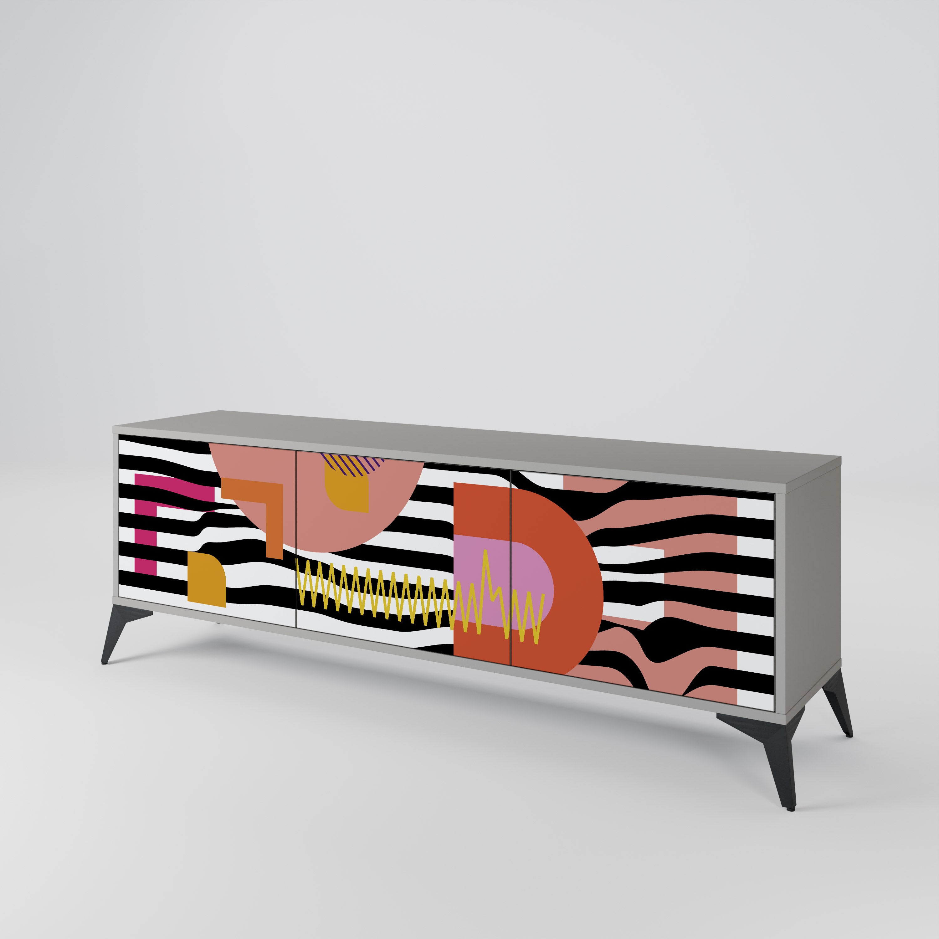 CHROMATIC ABSTRACT Třídveřový TV stolek