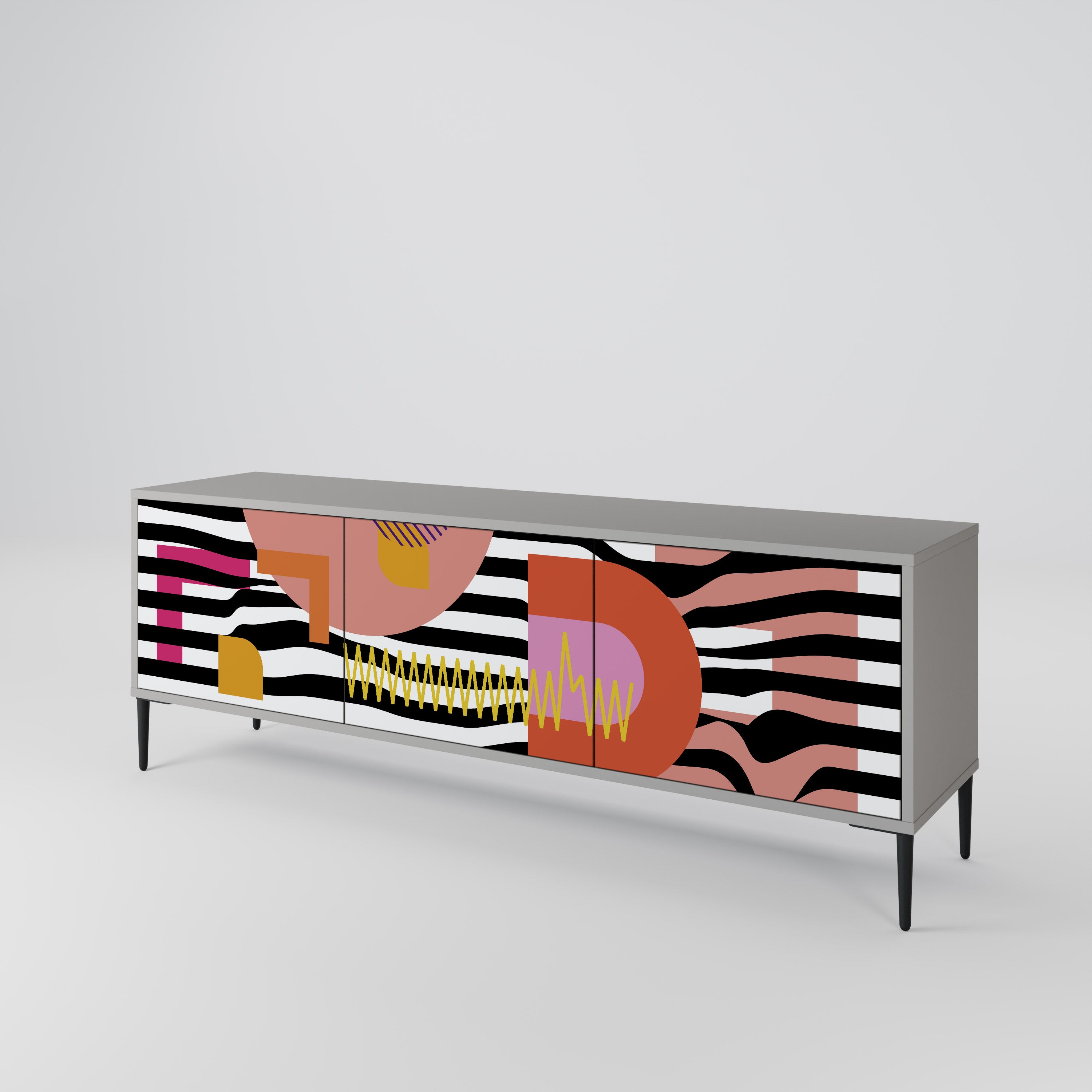 CHROMATIC ABSTRACT Třídveřový TV stolek