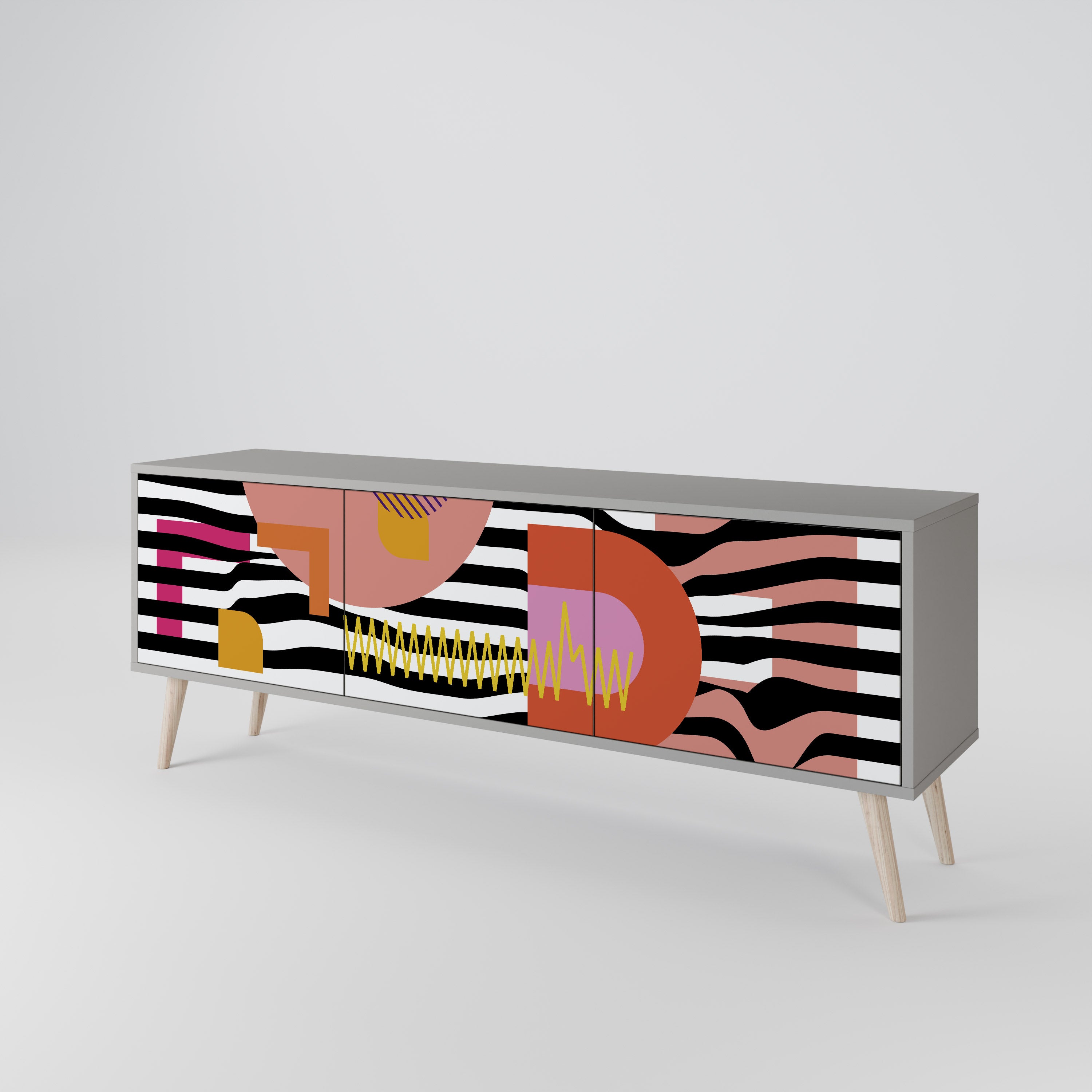 CHROMATIC ABSTRACT Třídveřový TV stolek
