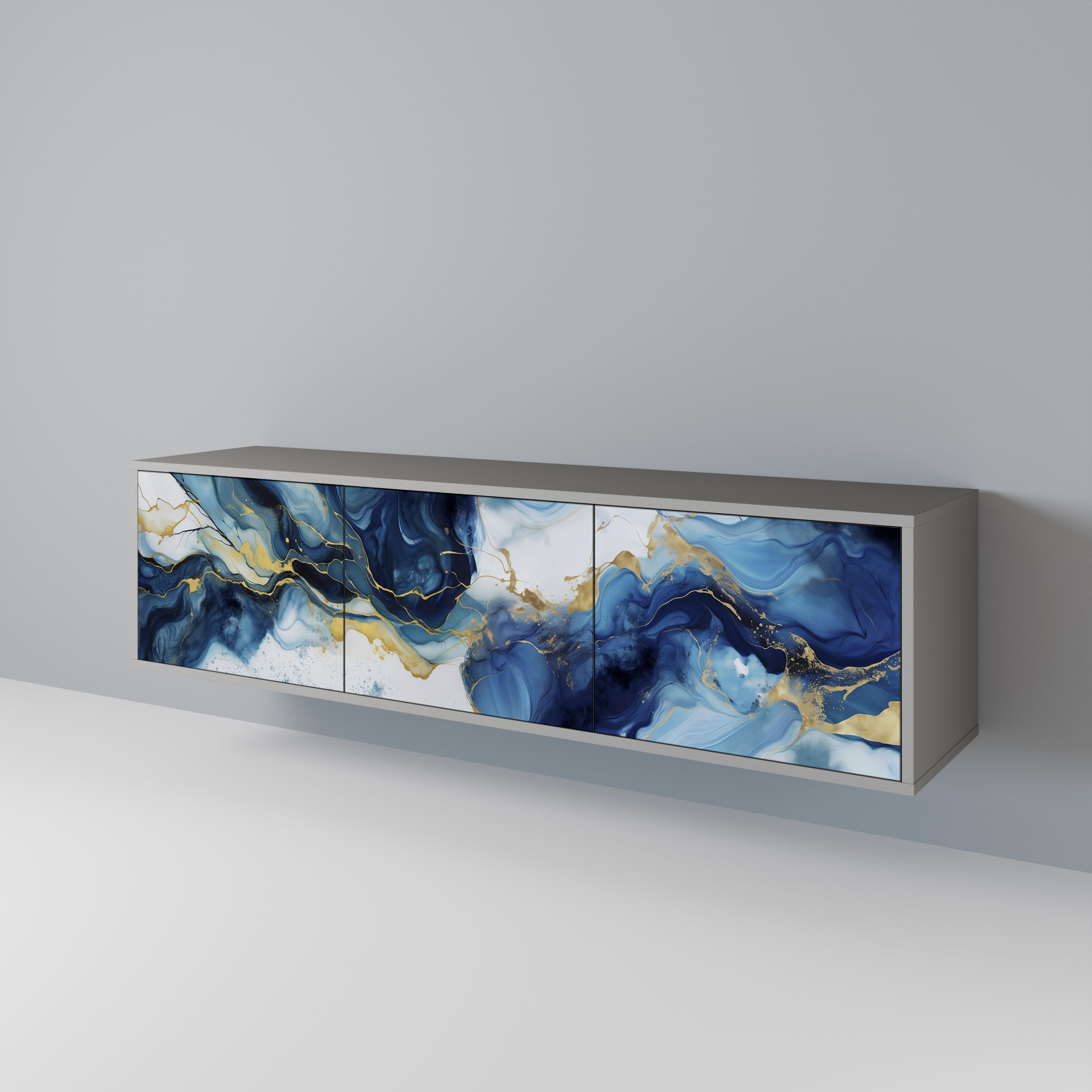 INKY MARBLE Třídveřový TV stolek