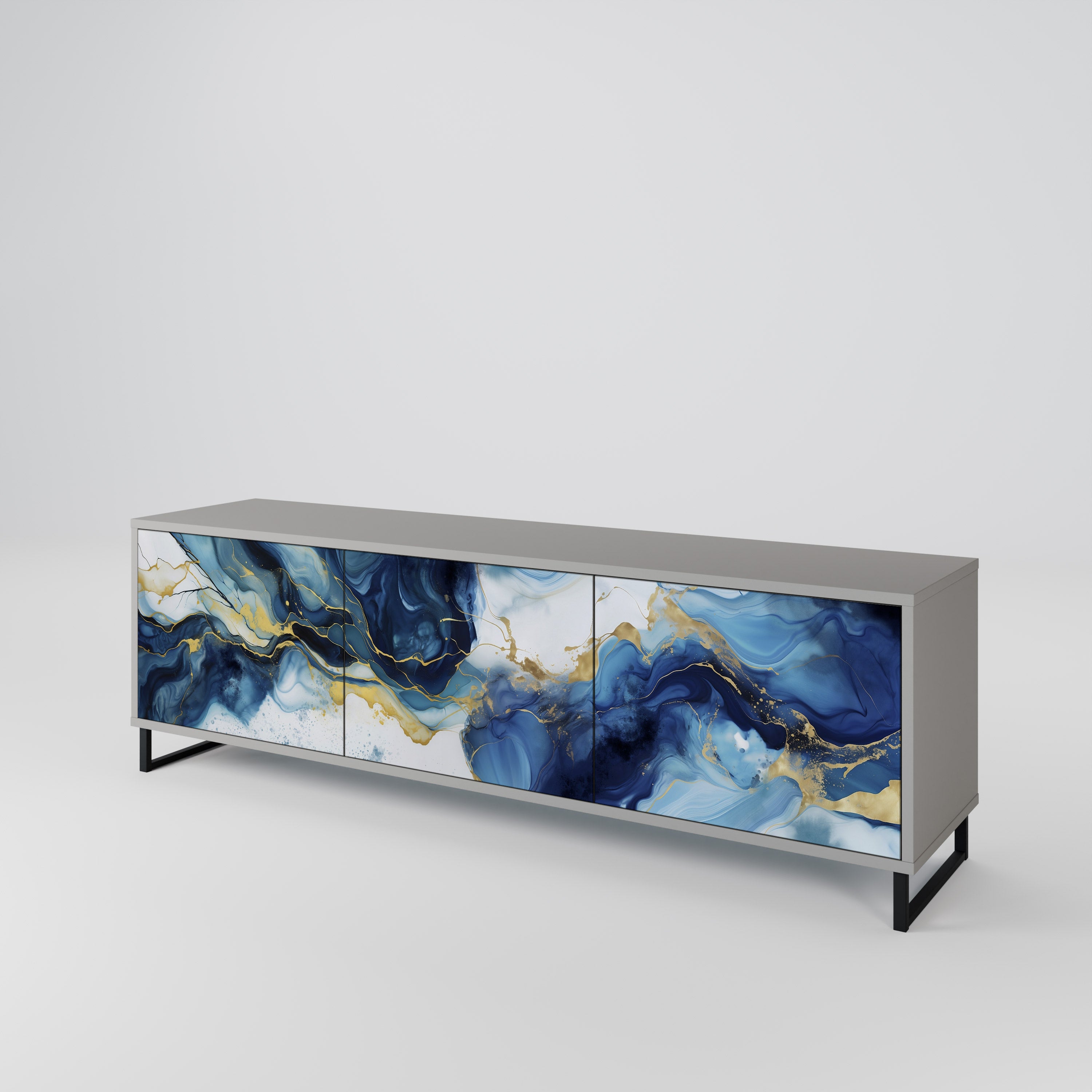 INKY MARBLE Třídveřový TV stolek