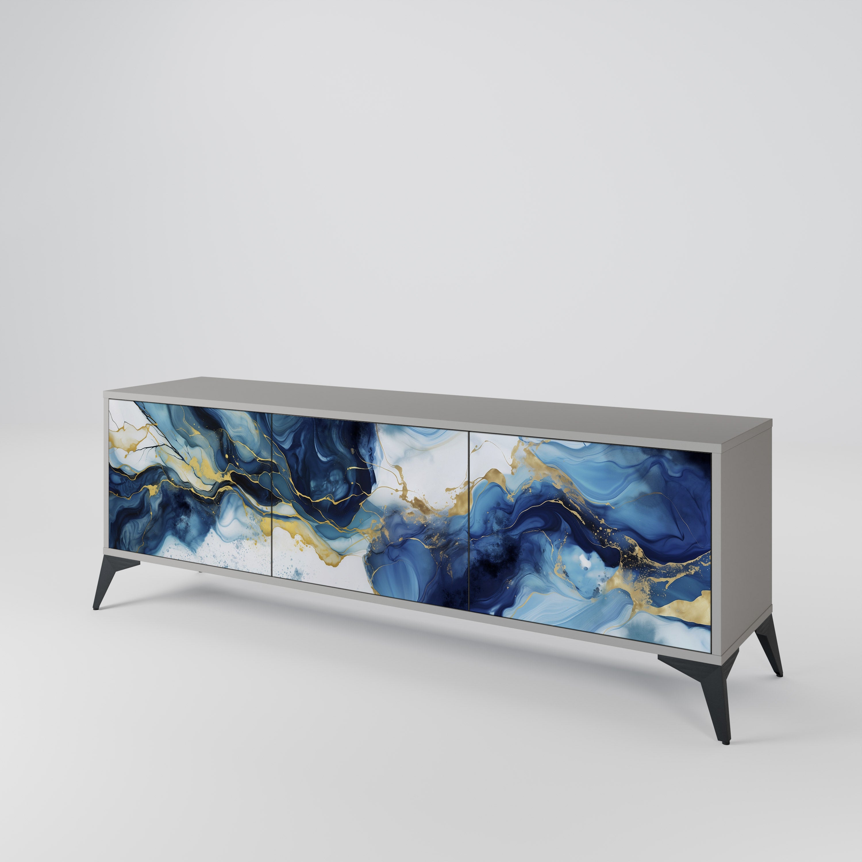 INKY MARBLE Třídveřový TV stolek