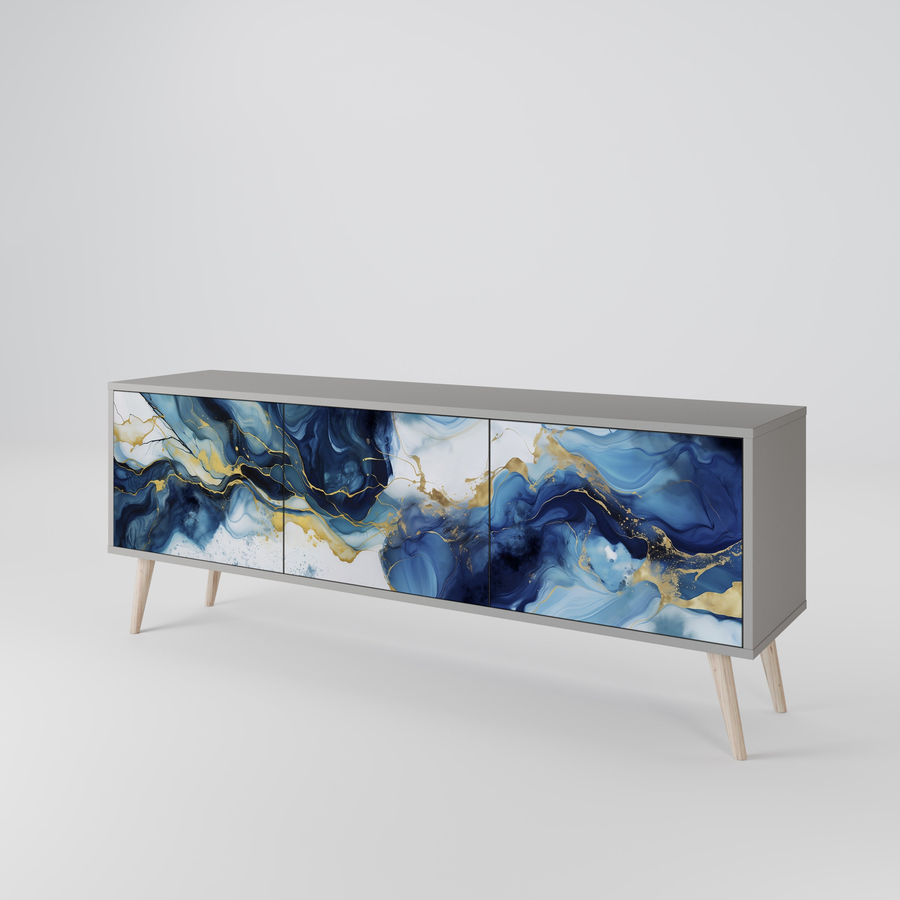 INKY MARBLE Třídveřový TV stolek