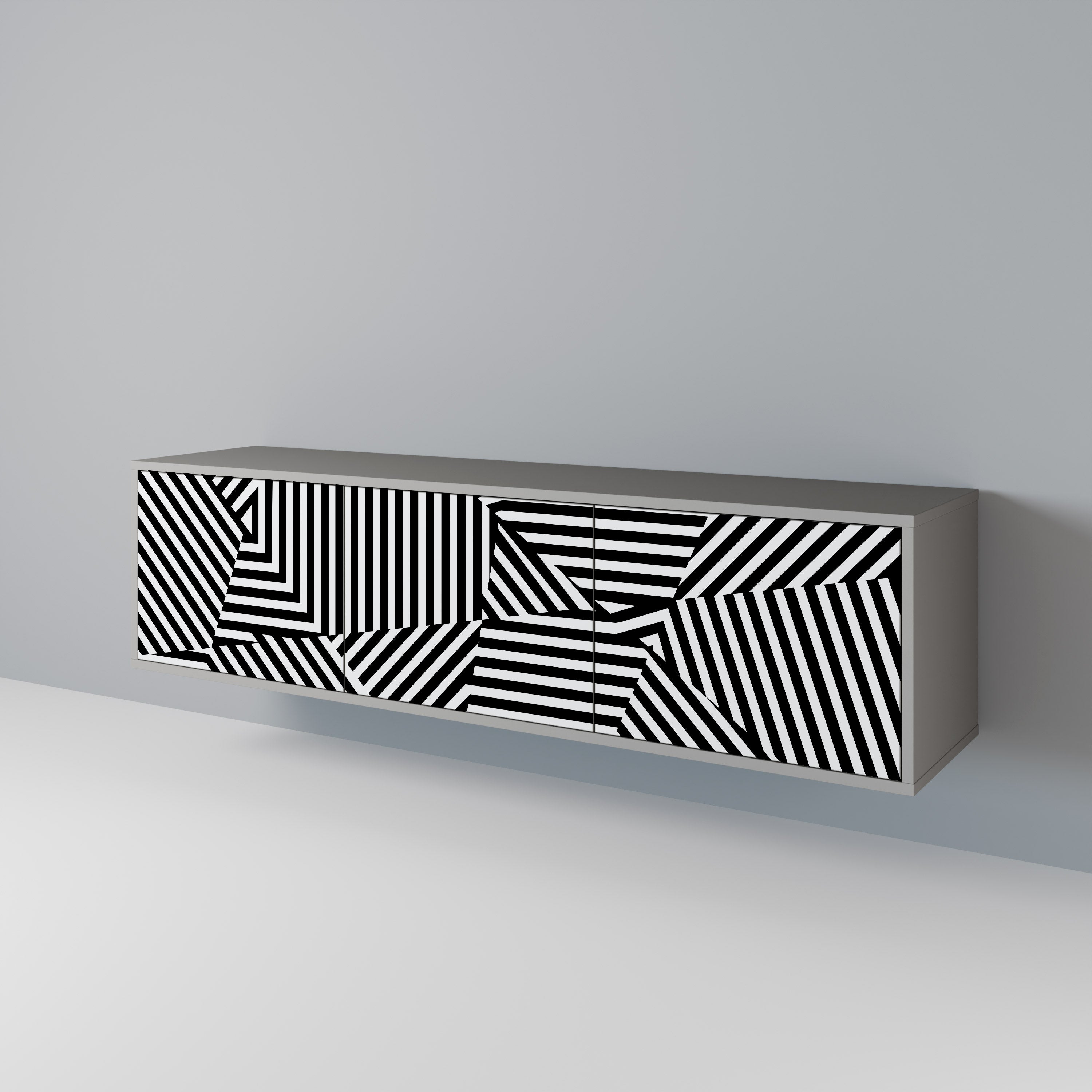 ILLUSIONARY LATTICE Třídveřový TV stolek