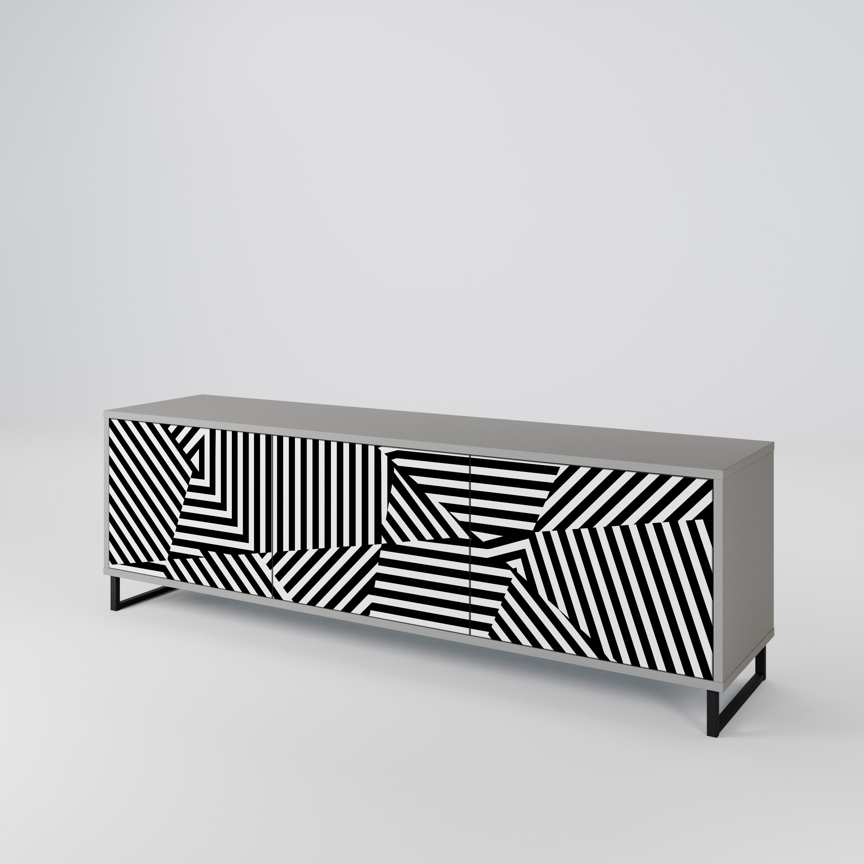 ILLUSIONARY LATTICE Třídveřový TV stolek