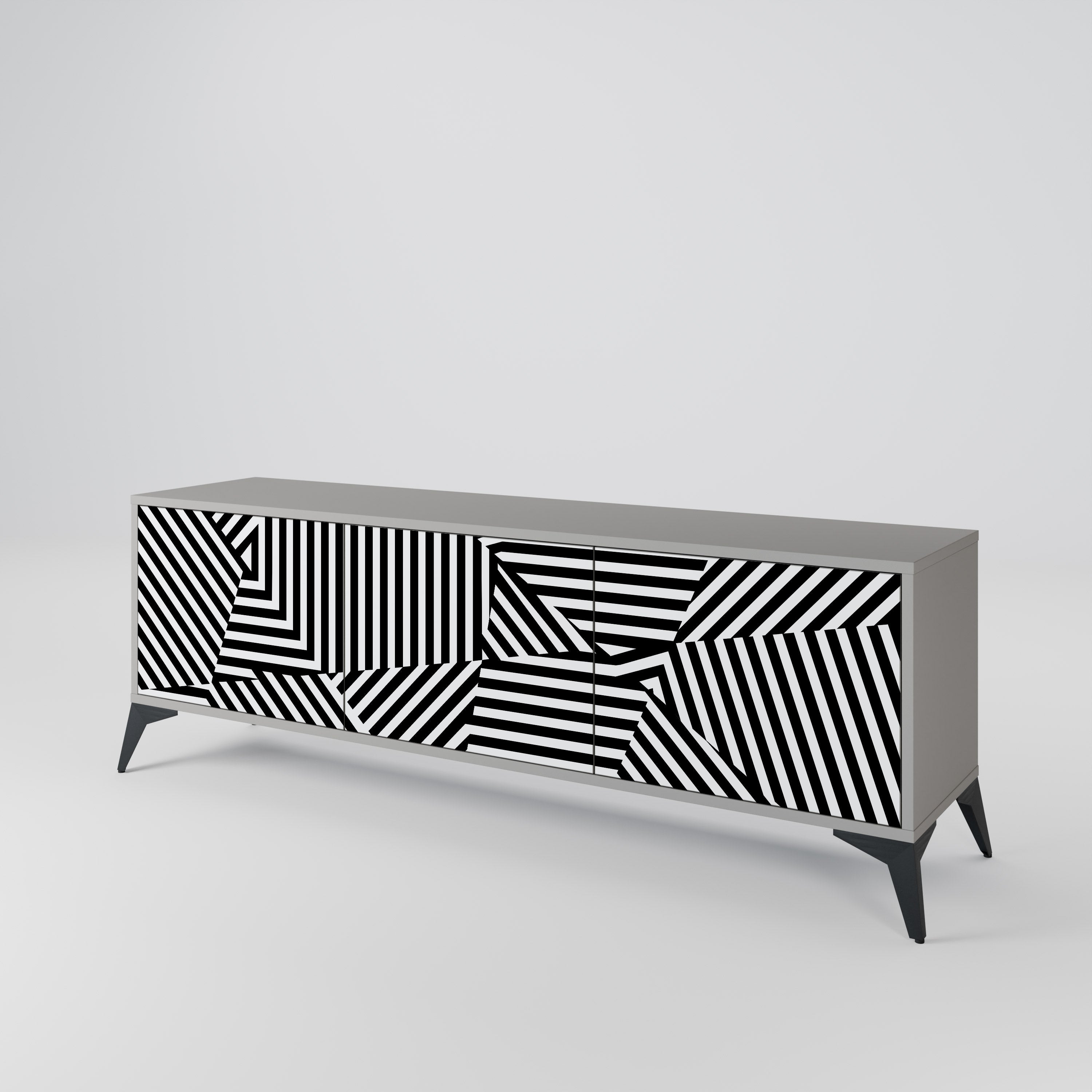 ILLUSIONARY LATTICE Třídveřový TV stolek