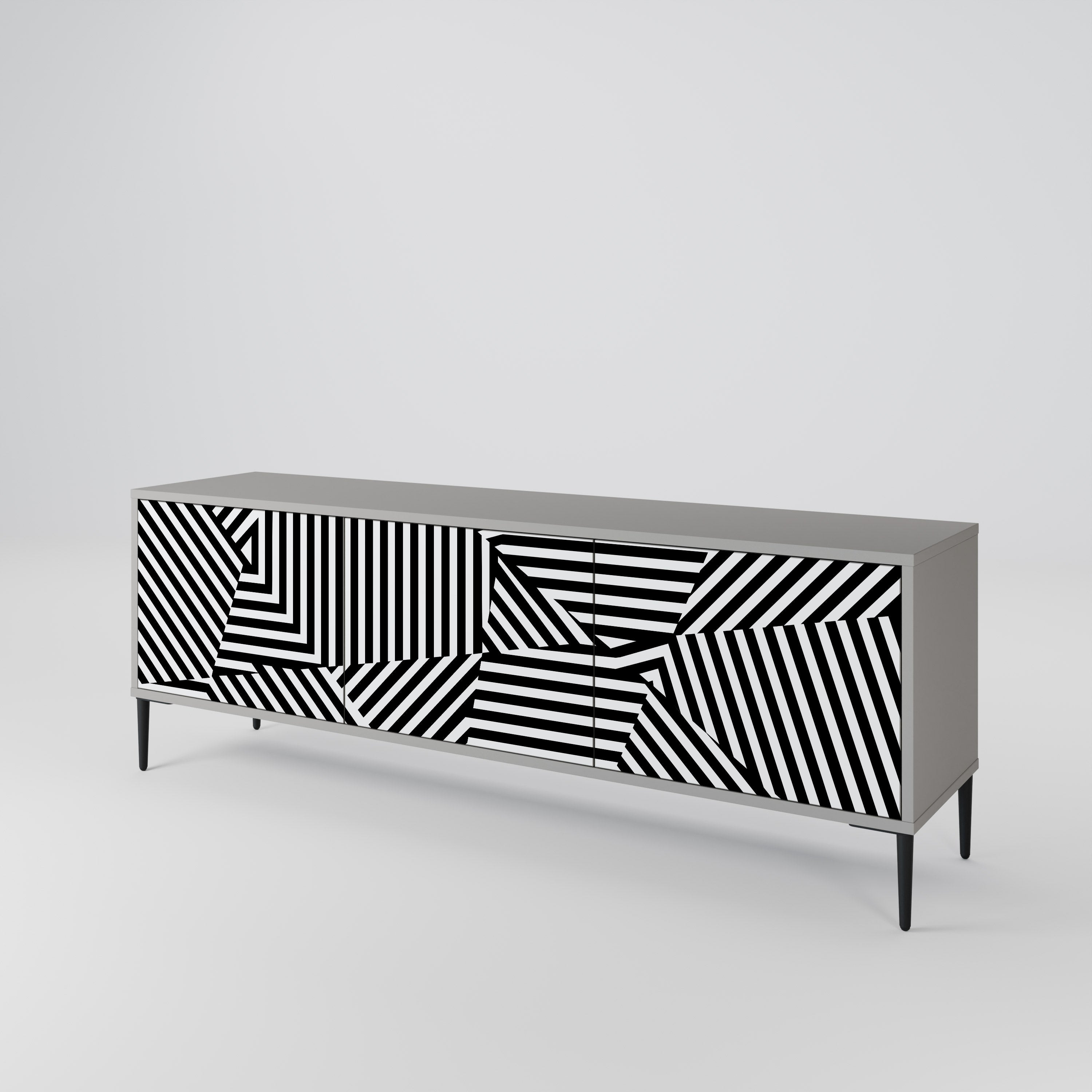 ILLUSIONARY LATTICE Třídveřový TV stolek