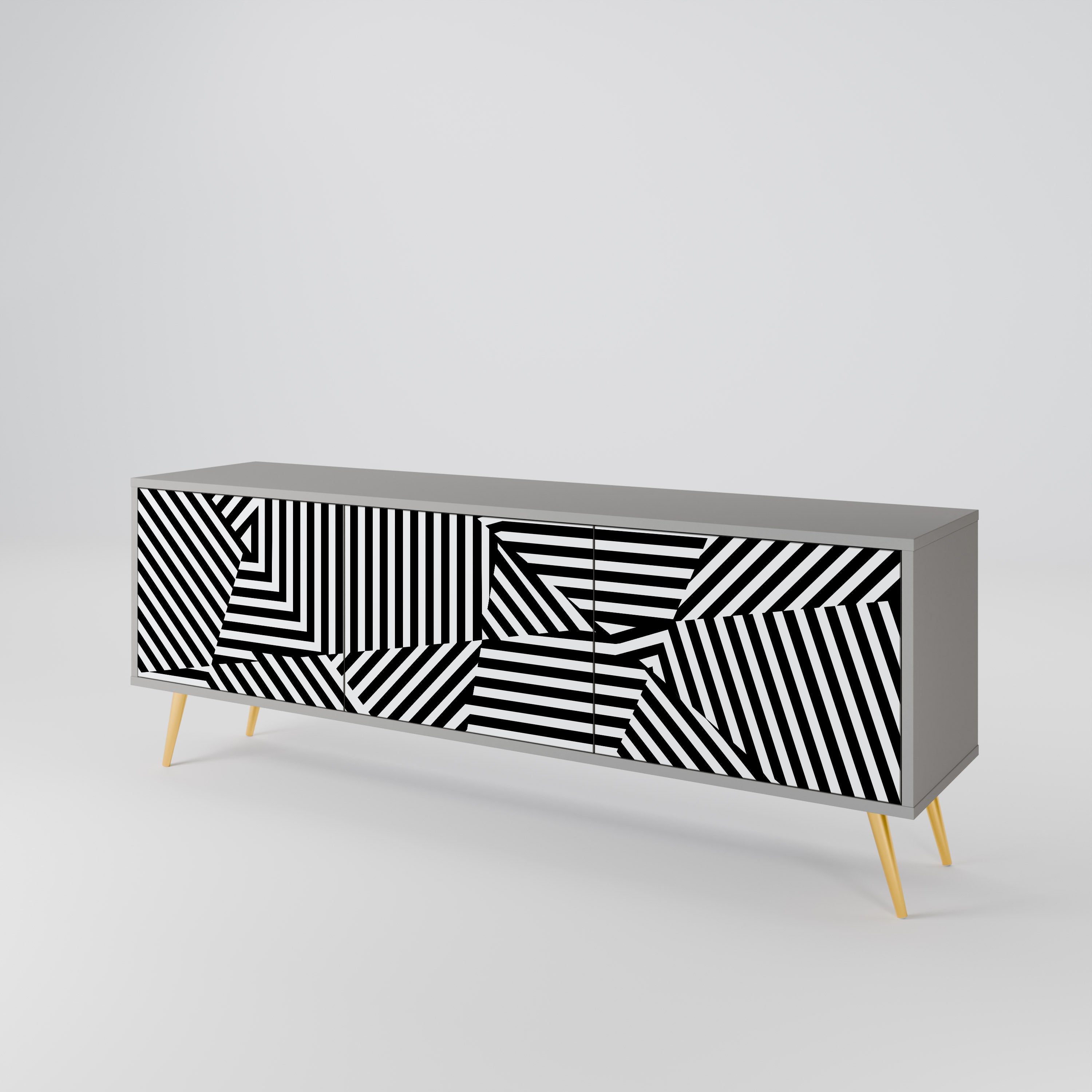 ILLUSIONARY LATTICE Třídveřový TV stolek