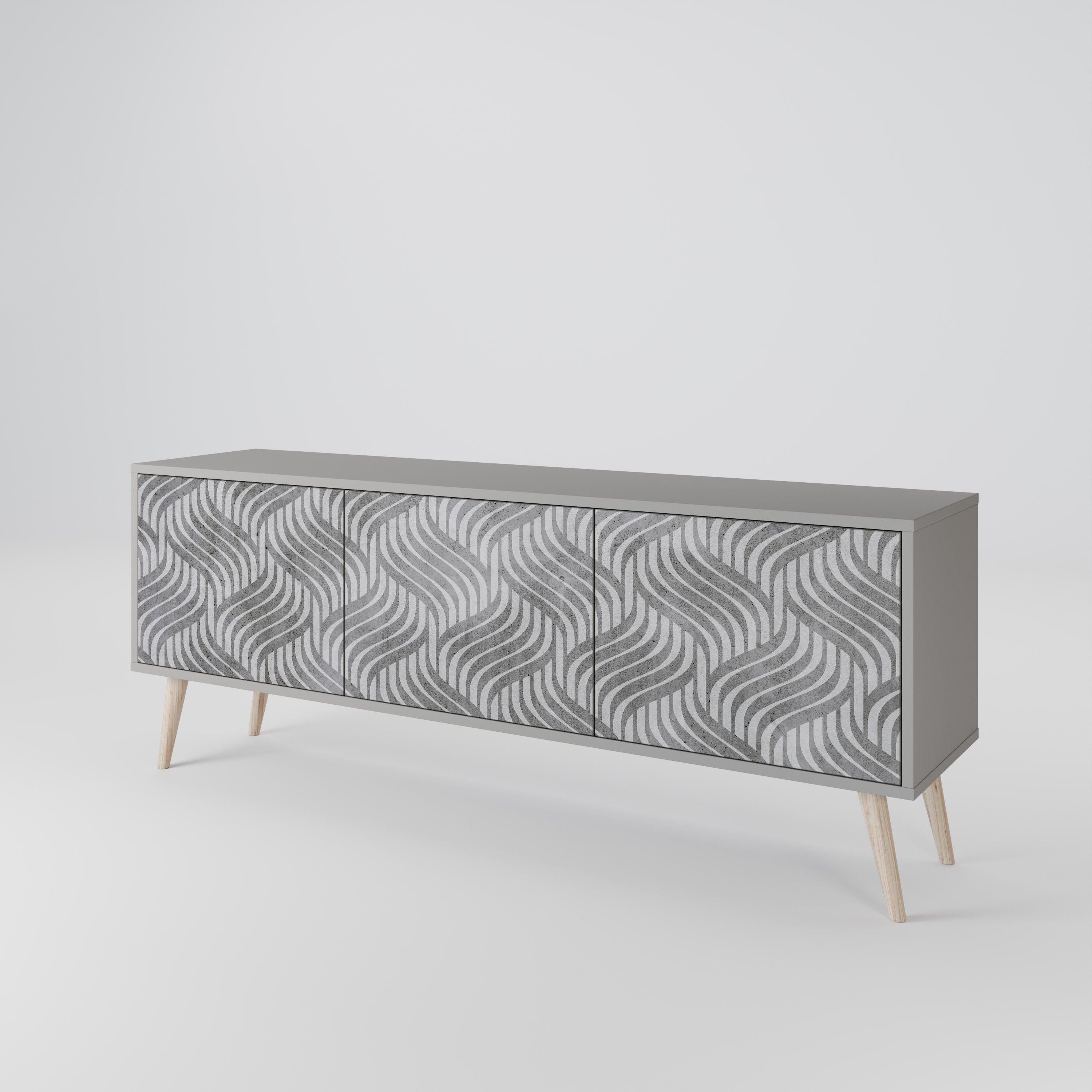CONCRETE MOVEMENT Třídveřový TV stolek